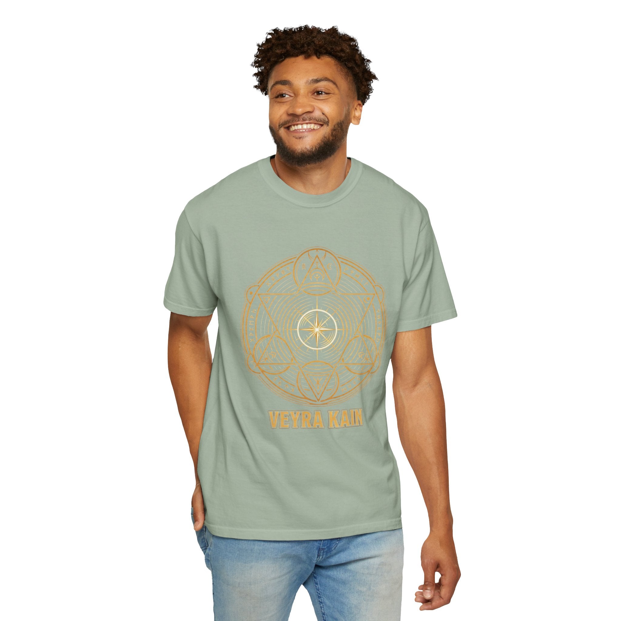Power Runs Black PRB — Veyra Kain Geometric Sigil Tee with “Too Much Becomes Ruin” Graphic T-Shirt by Printify