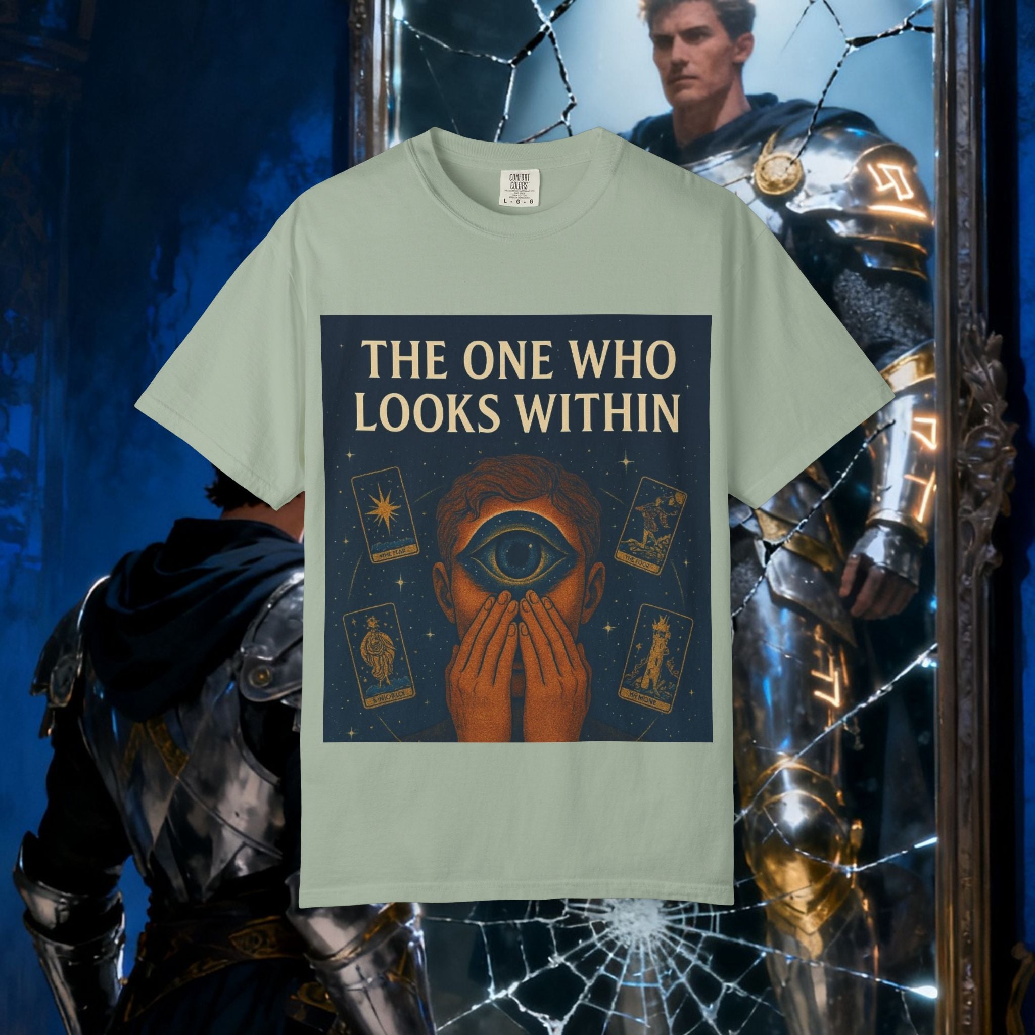 PRB Tarot Eye T-Shirt — "The One Who Looks Within" Mystical Graphic Tee by Power Runs Black