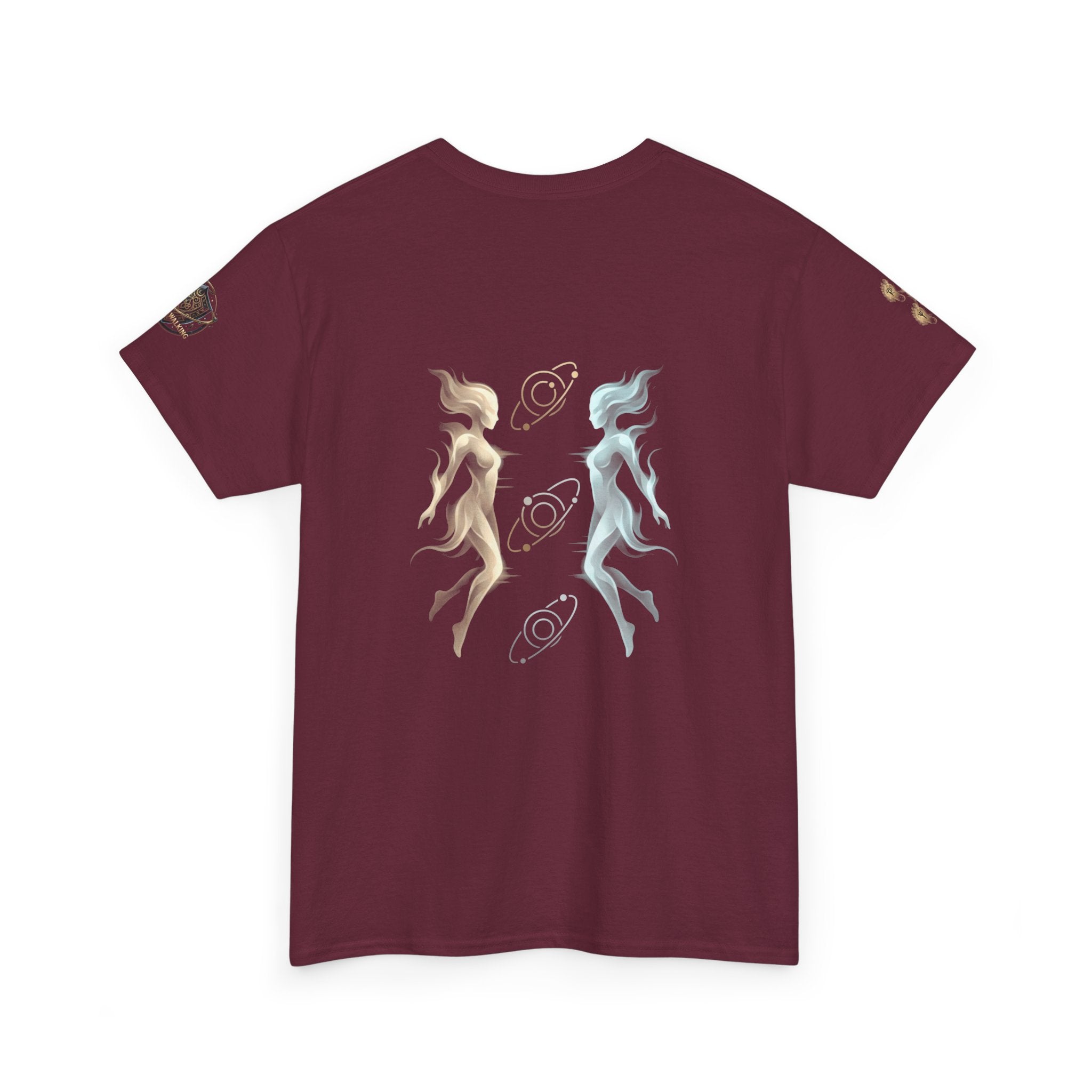 Power Runs Black Gemini Spirit Tee — Twin Sun & Moon Celestial Graphic T-Shirt by Printify