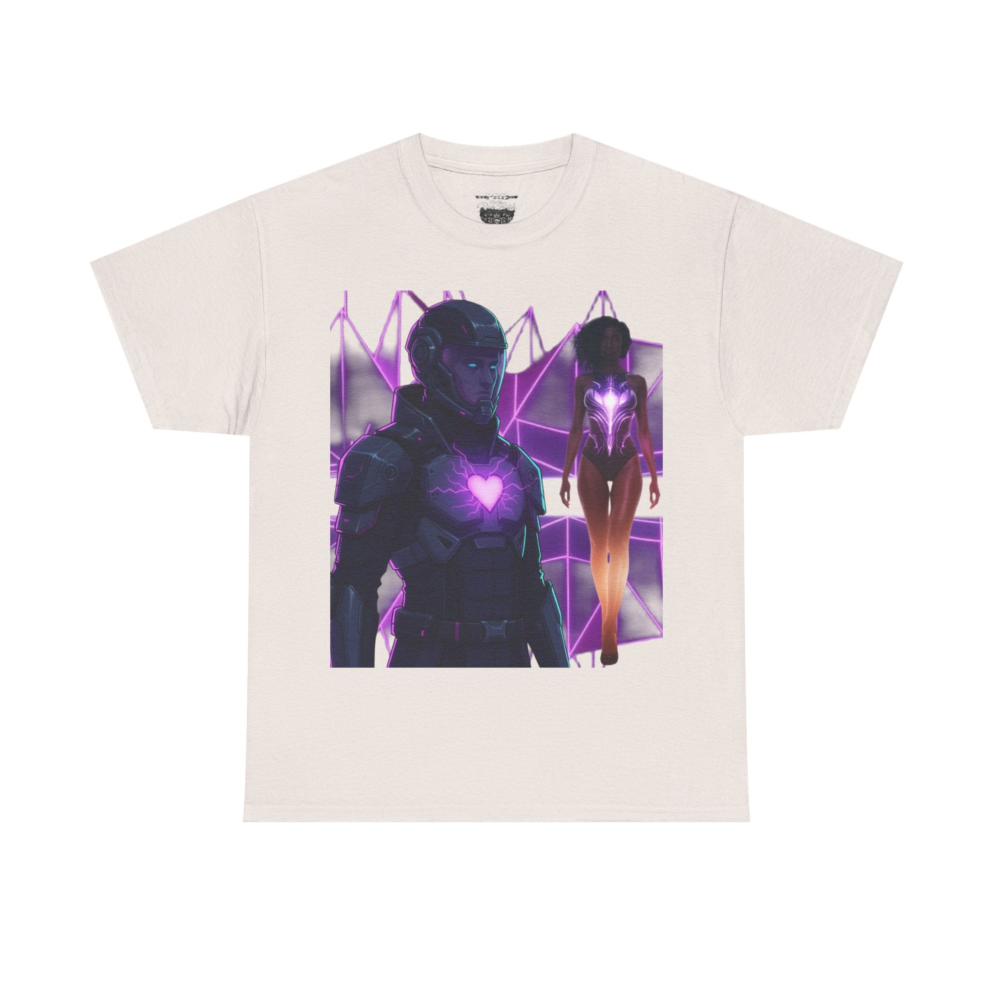Power Run Black PRB Pretty Rich Bitch The Collection Purple Heart Cyberpunk Knight T-Shirt | Futuristic Armor Sci‑Fi Tee by Printify