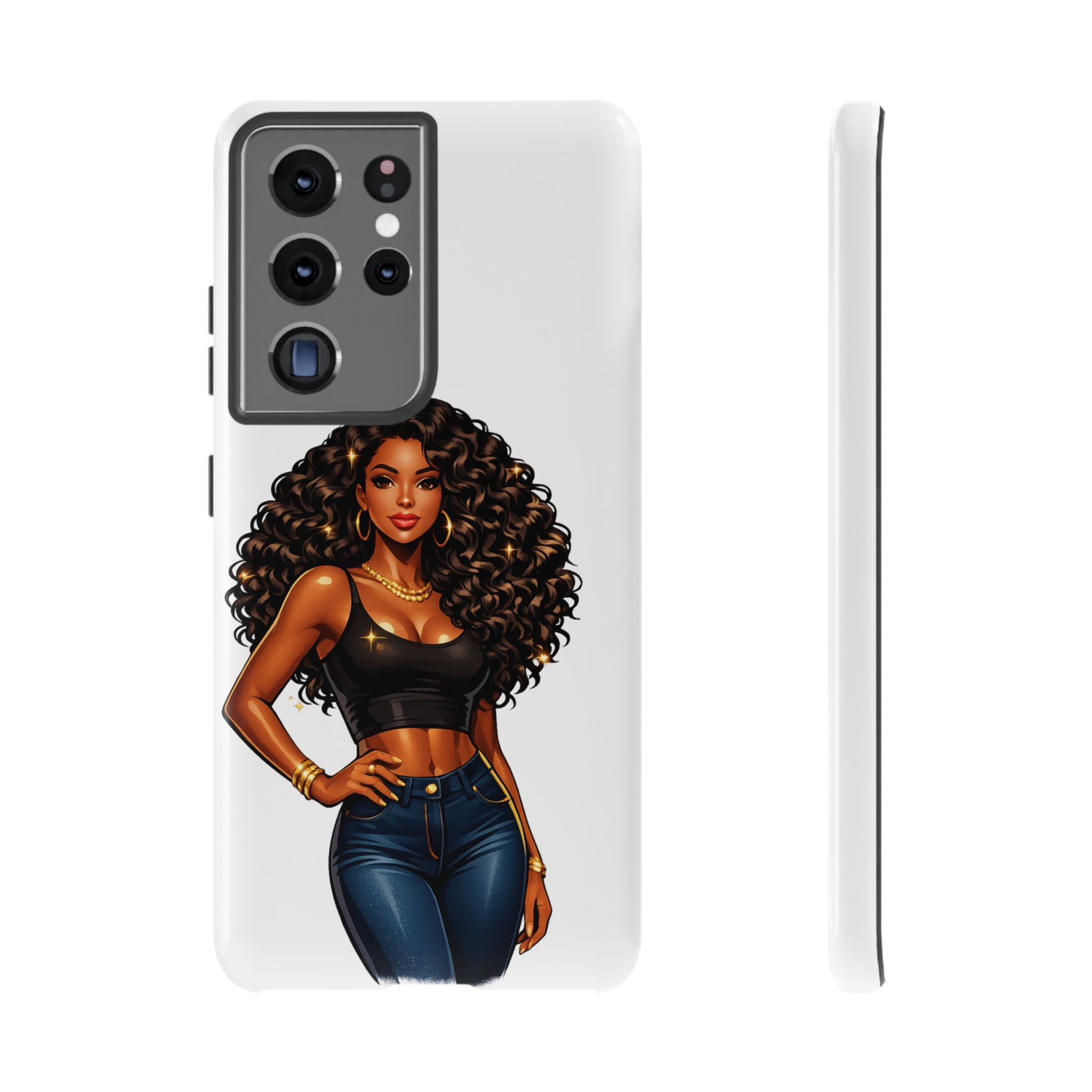 Pretty Rich Bitch by PRB Curly Hair Phone Case by Power Runs Black
