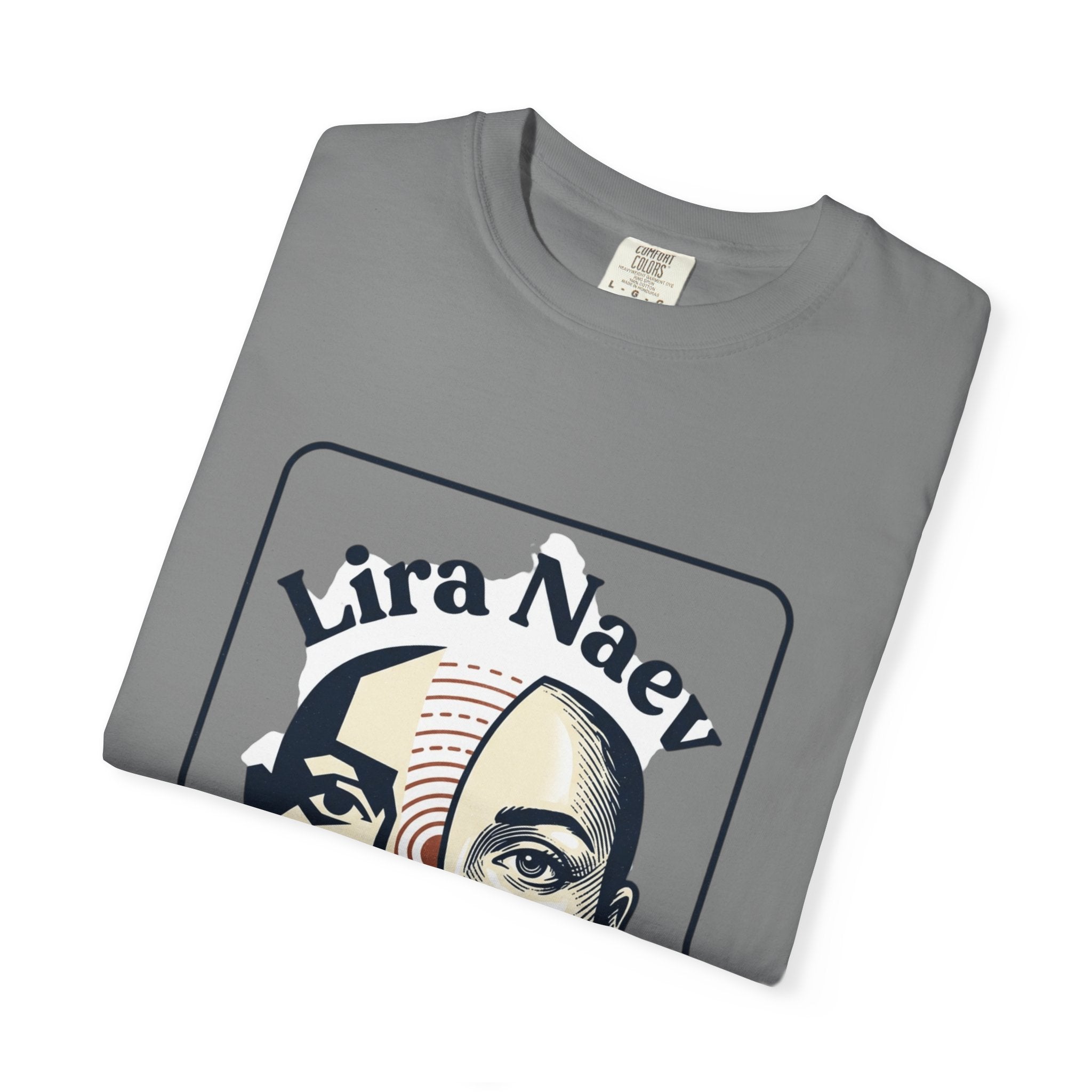 Power Runs Black PRB Lira Naev Split-Face Graphic T-Shirt — “Perception shifts the center” Statement Tee by Printify