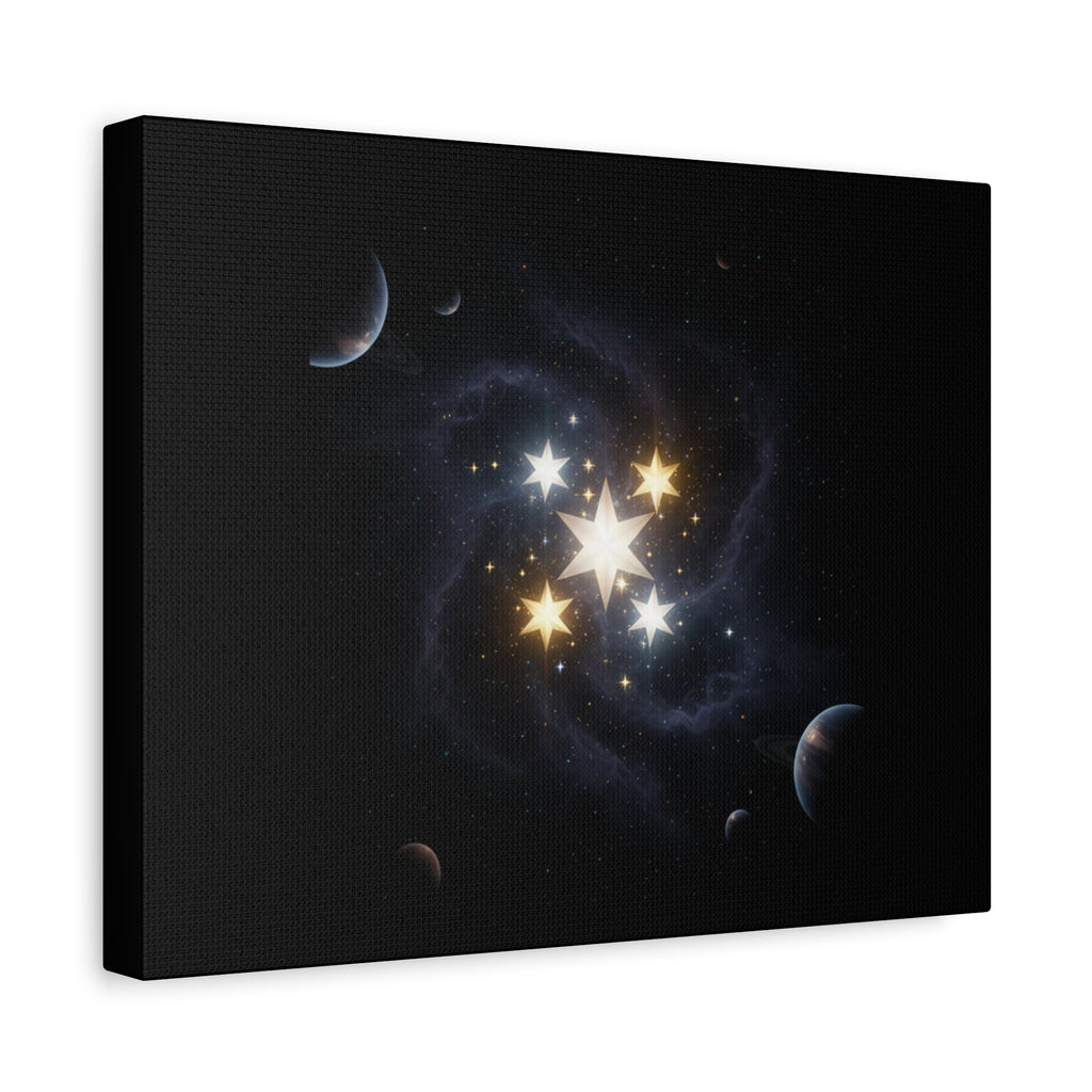 Power Runs Black PRB Glowing Star Constellation Canvas by Power Runs Black