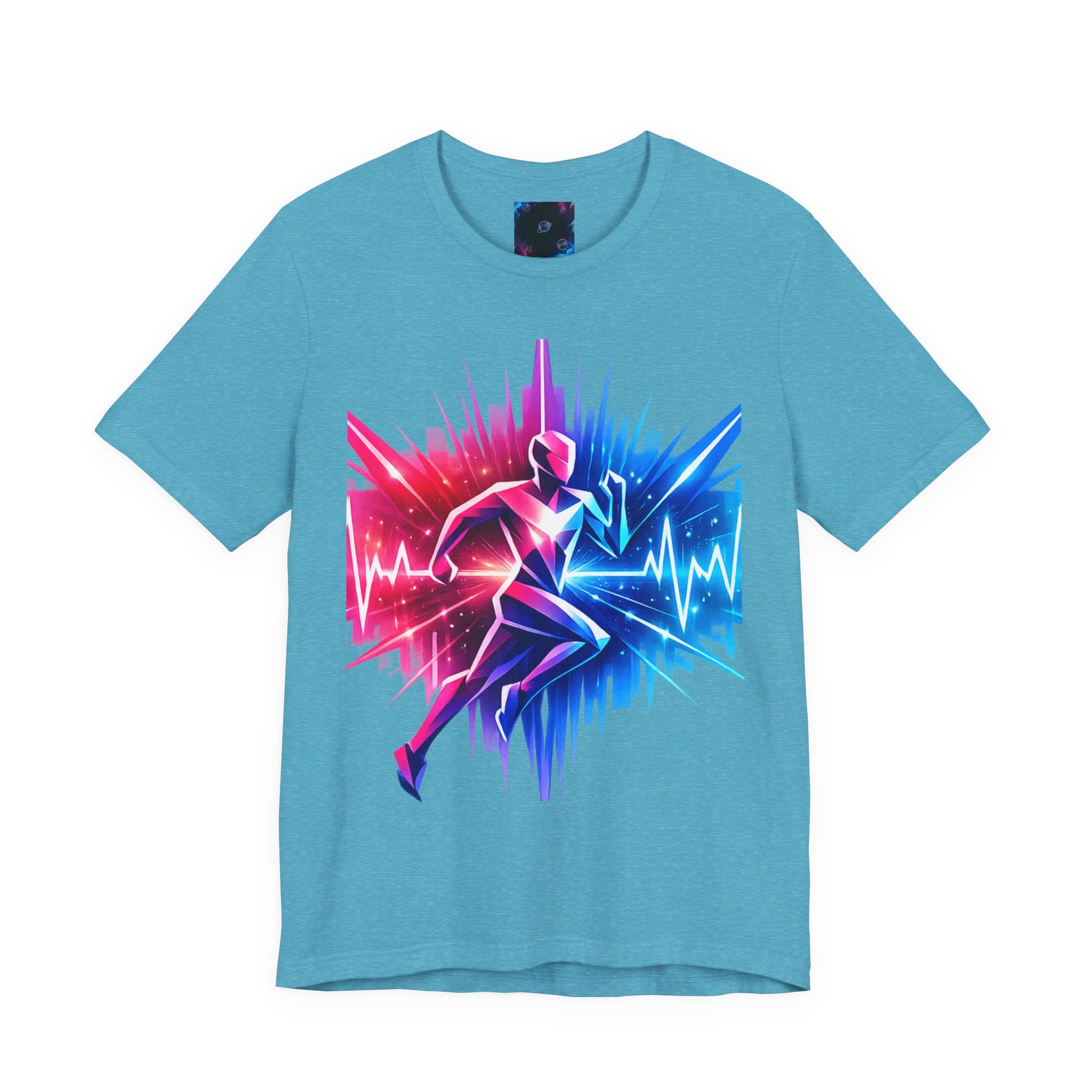 Power Runs Black PRB Running Pulse Graphic Tee — Neon Runner Heartbeat Sports T‑Shirt by Power Runs Black