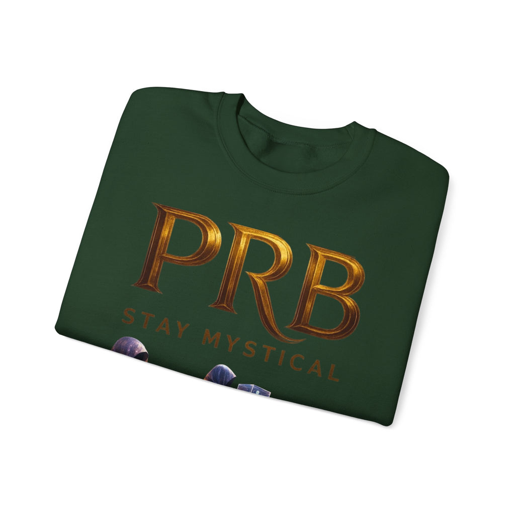 PRB Mystic Library Crewneck Sweatshirt — Cosmic Wizardry Art by Power Runs Black
