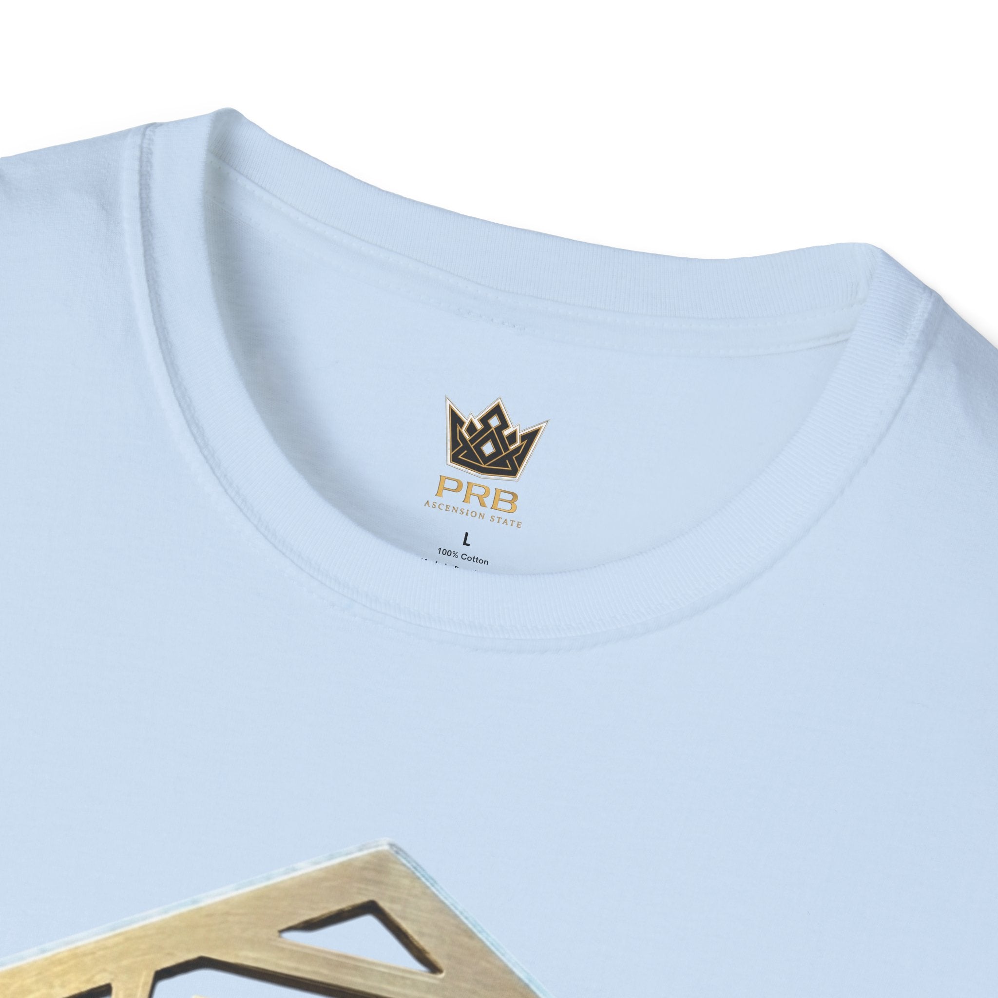 Power Runs Black PRB Geometric Gold Hexagon T-Shirt — Modern Maze Logo Tee by Printify