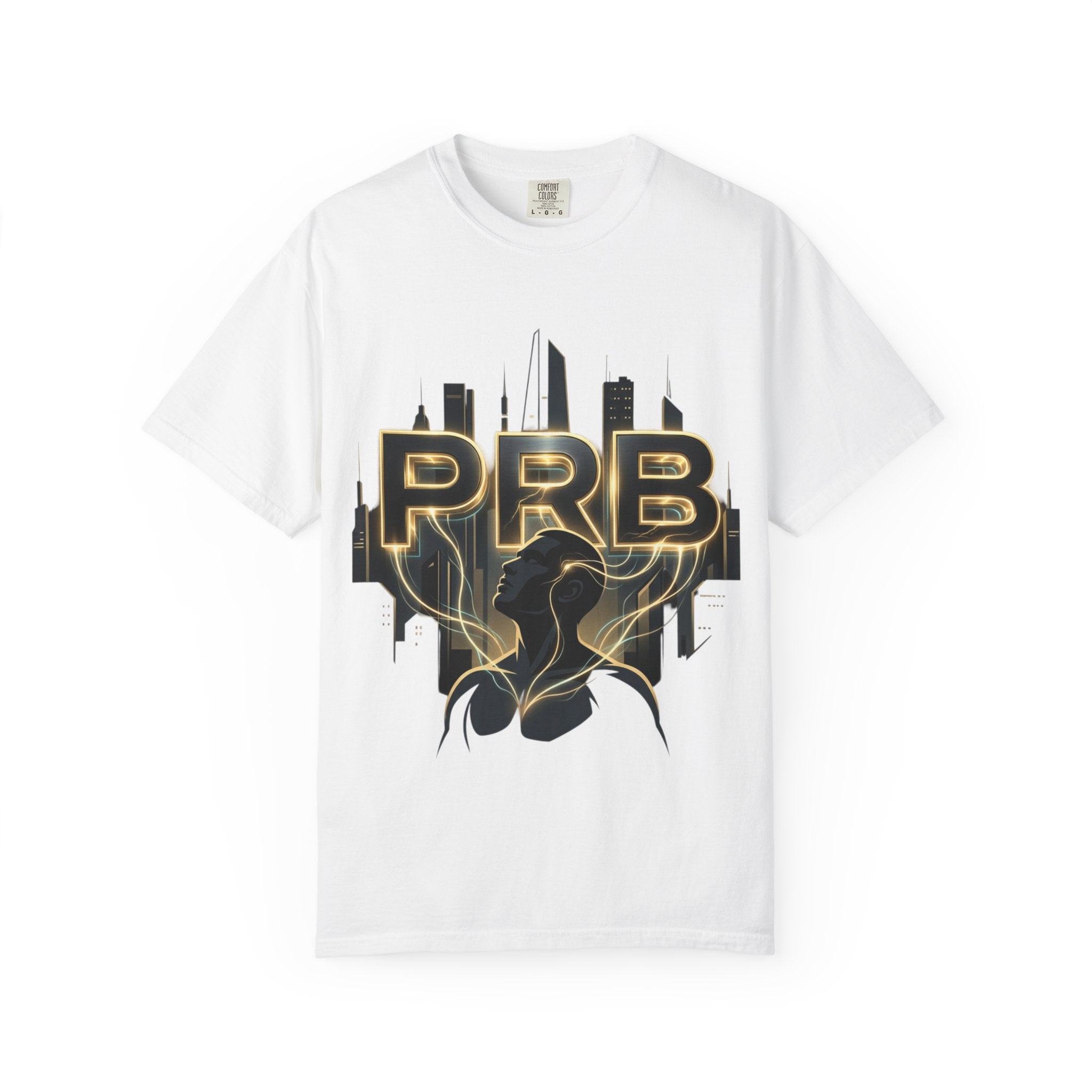 PRB Cityscape Graphic T-Shirt | Black & Gold Urban Streetwear Tee by Printify