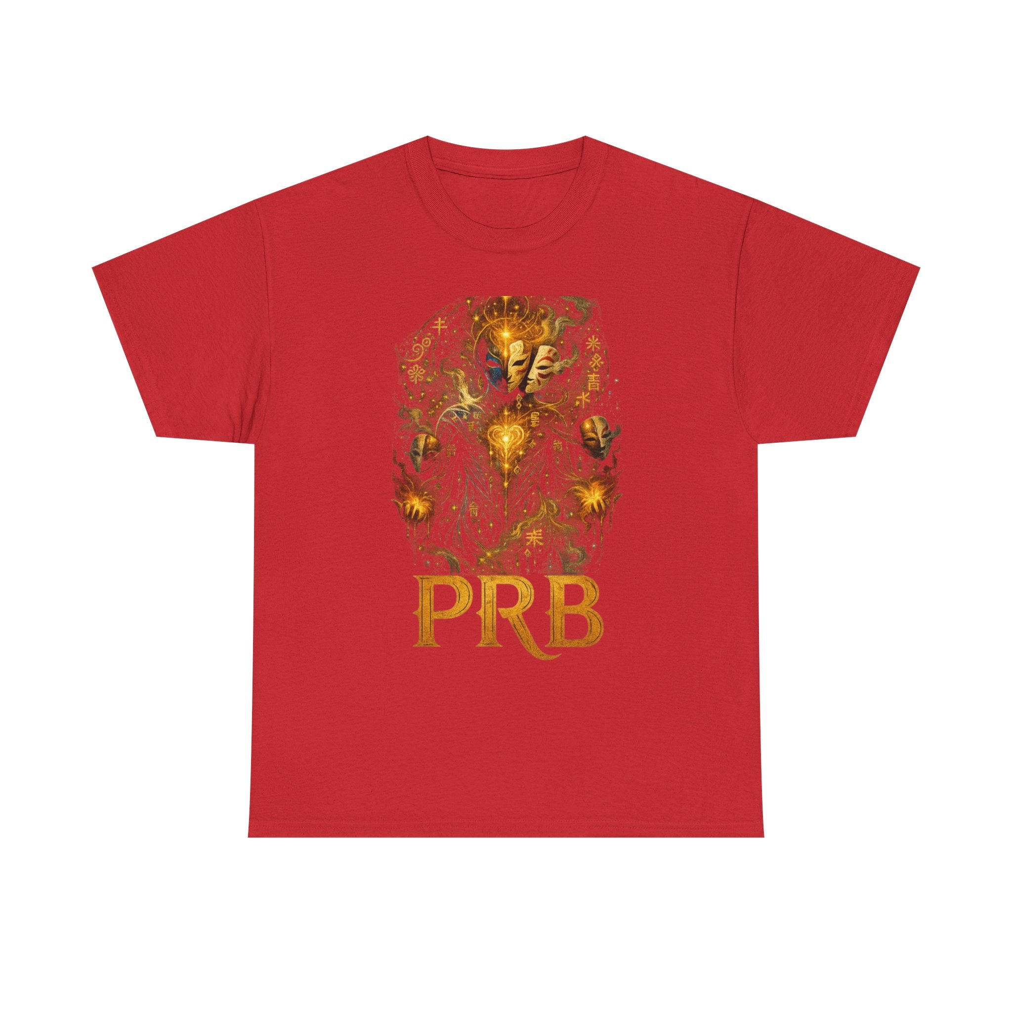 PRB Golden Mystic Mask Graphic Tee — Vintage Nature Illustration T-Shirt by Power Runs Black