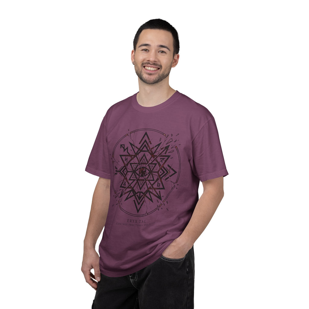 Power Runs Black PRB Eryx Tal Geometric Mandala T-Shirt — Symmetric Star Graphic Tee by Printify
