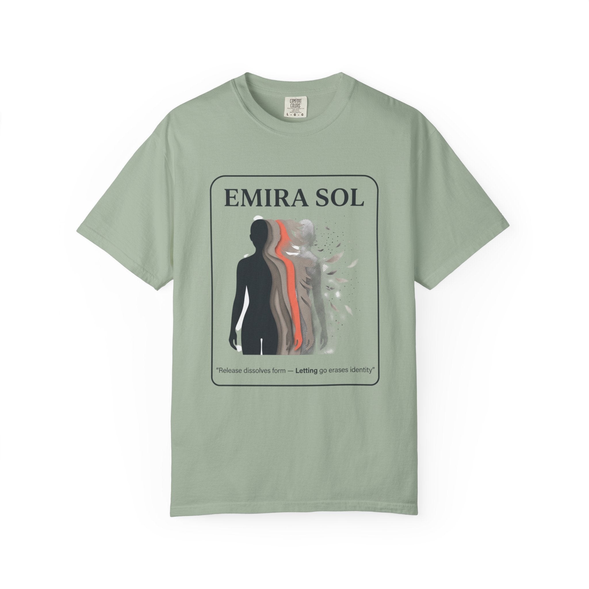 Power Runs Black PRB Emira Sol Graphic T-Shirt — Silhouette Art "Release Shadows" Tee by Printify