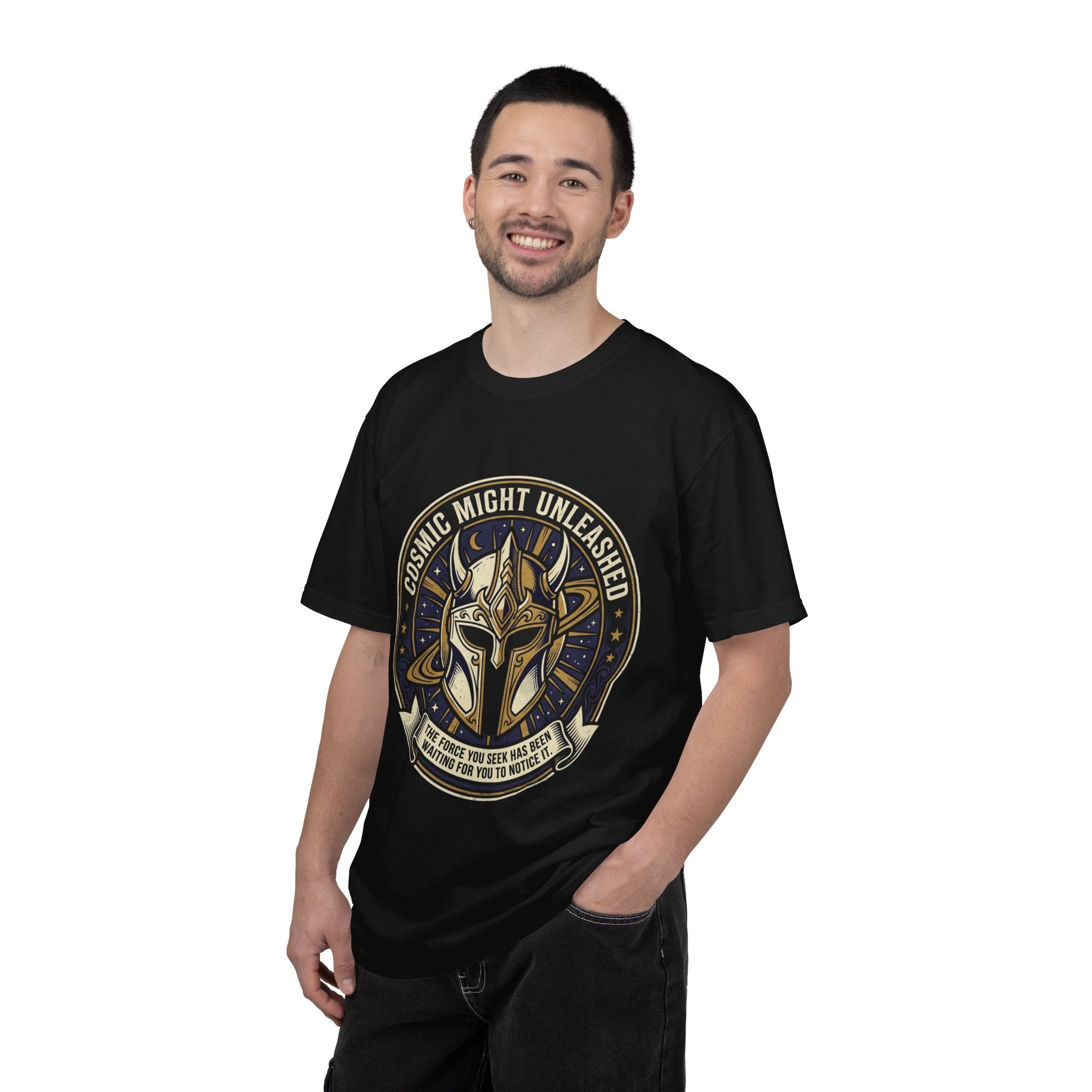 PRB Starforged Flex Cosmic Might Unleashed T-Shirt — Mythic Helmet Graphic Tee by Power Runs Black