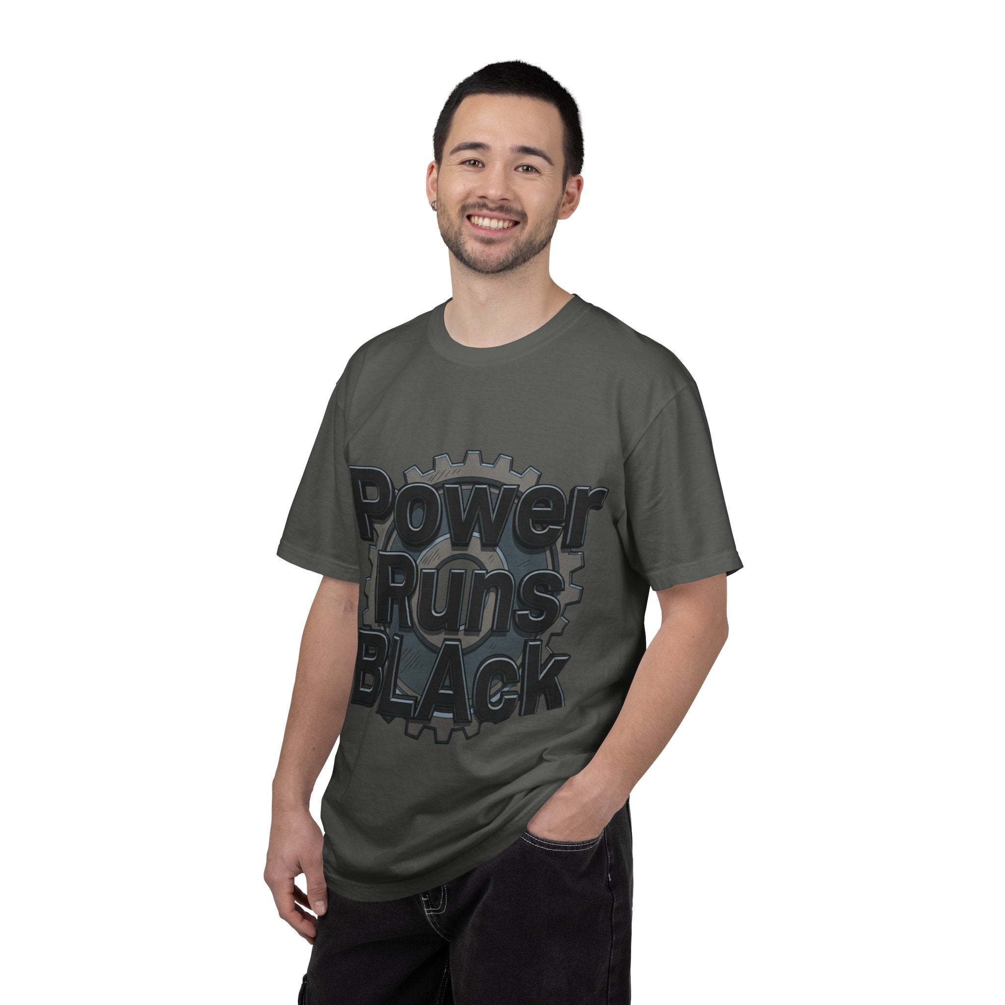 PRB Power Runs Black Gear Graphic Tee | Garment-Dyed Heavyweight Cotton by Power Runs Black