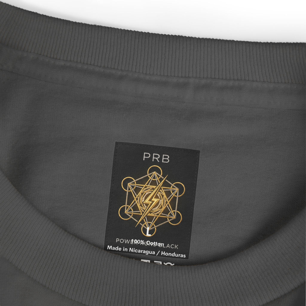 Power Runs Black PRB Abstract Geometric Logo Tee — Vintage Garment-Dyed Graphic T-Shirt by Power Runs Black
