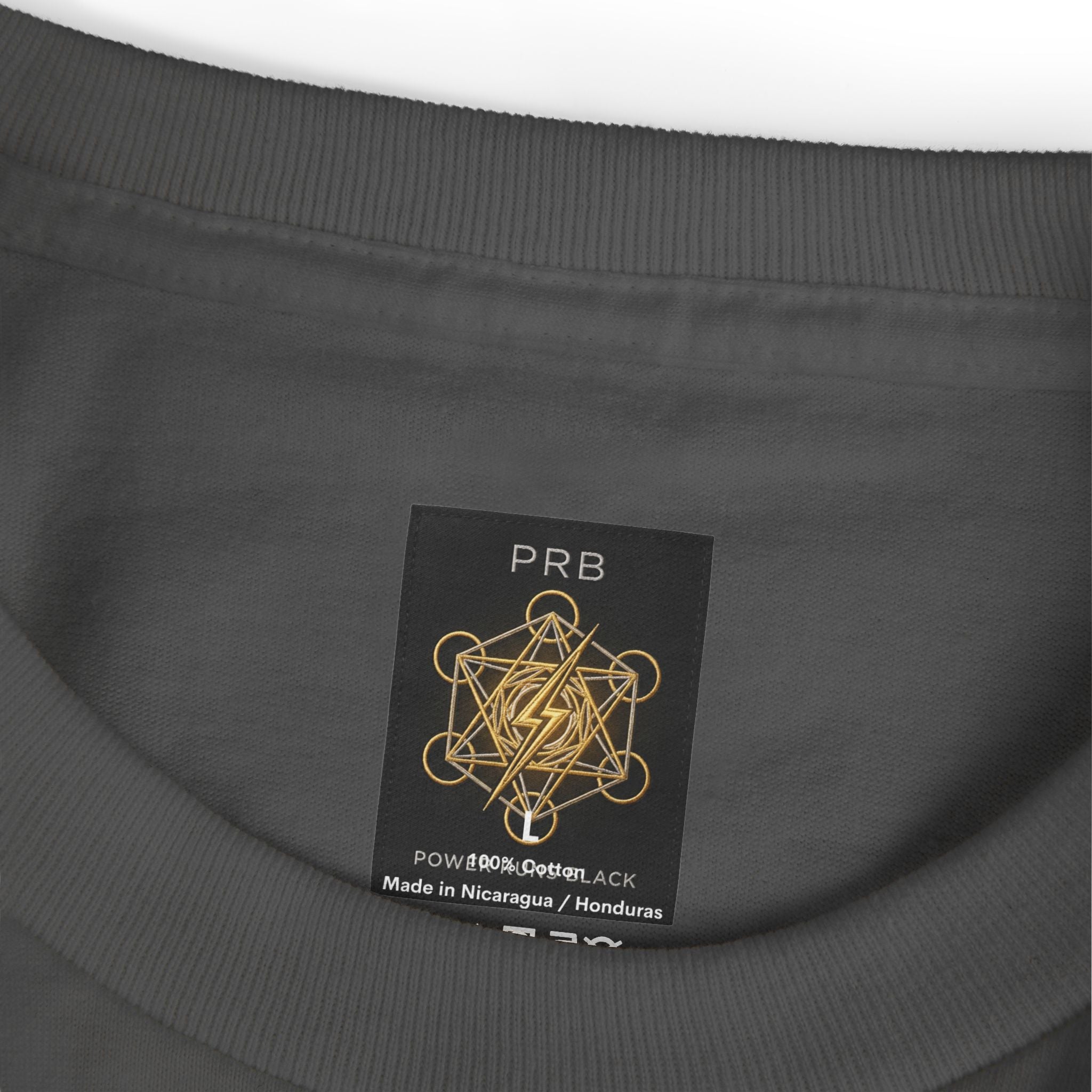 Power Runs Black PRB Abstract Geometric Logo Tee — Vintage Garment-Dyed Graphic T-Shirt by Power Runs Black