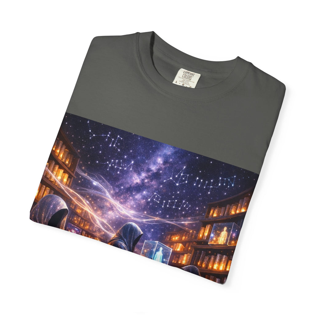 PRB Mystic Library Wizards T-Shirt — Cosmic Sorcerer Art Tee by Power Runs Black
