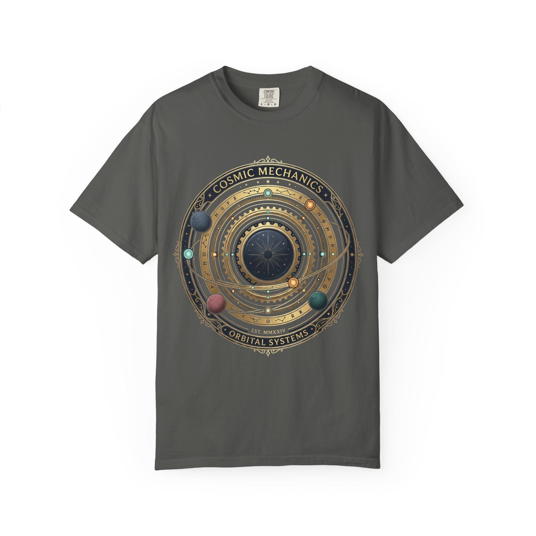 PRB Cosmic Mechanics Solar System Graphic T-Shirt | Planetary Orbit Tee by Printify