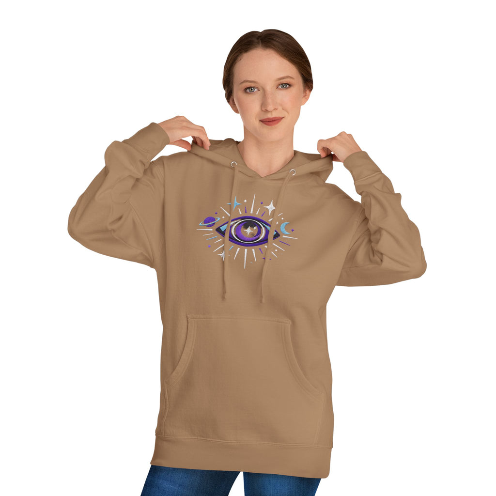 PRB Mystic Purple All-Seeing Eye Hoodie | Celestial Stars Moon by Power Runs Black