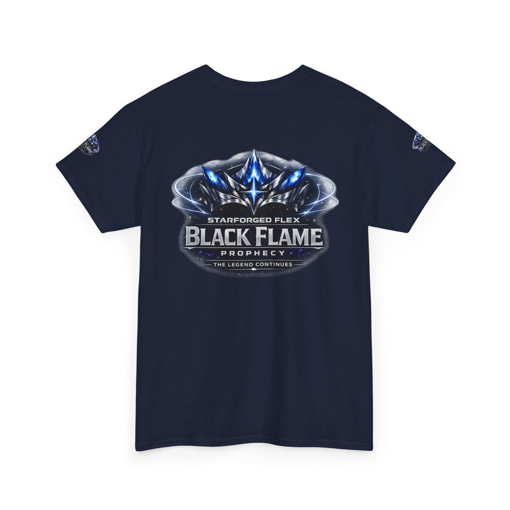 PRB Black Flame Prophecy Tee — Starforged Flex Graphic T‑Shirt by Power Runs Black
