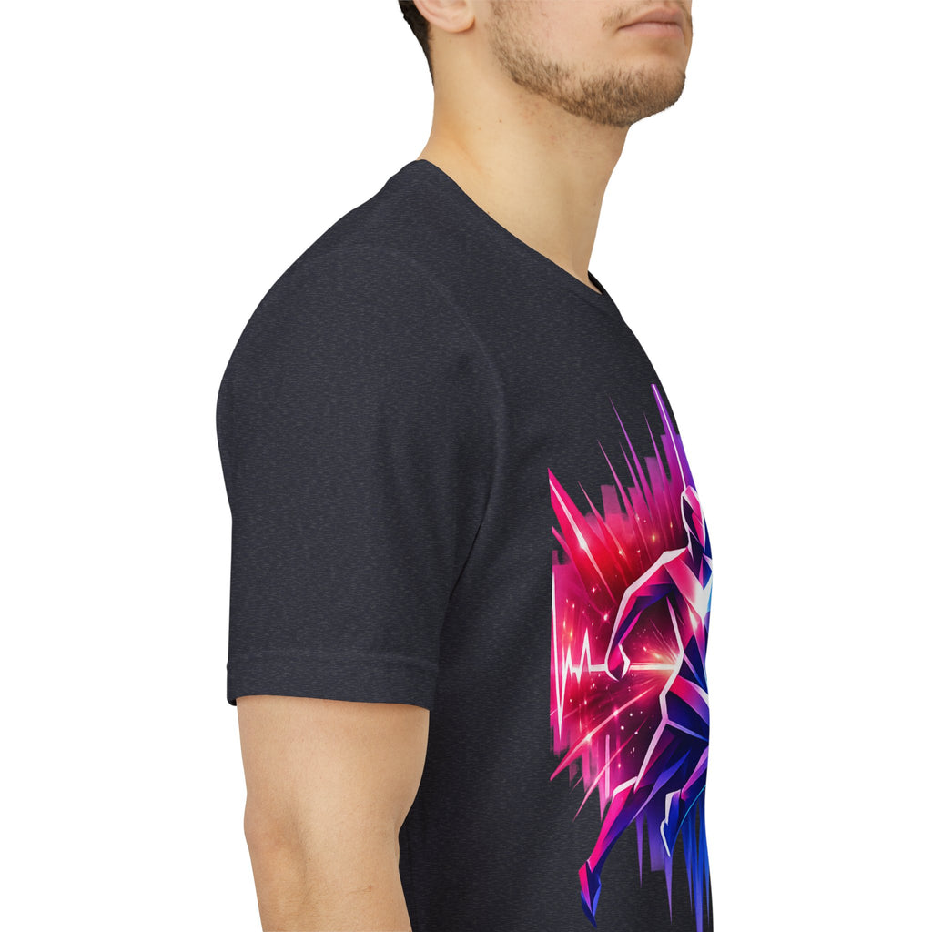 Power Runs Black PRB Running Pulse Graphic Tee — Neon Runner Heartbeat Sports T‑Shirt by Power Runs Black