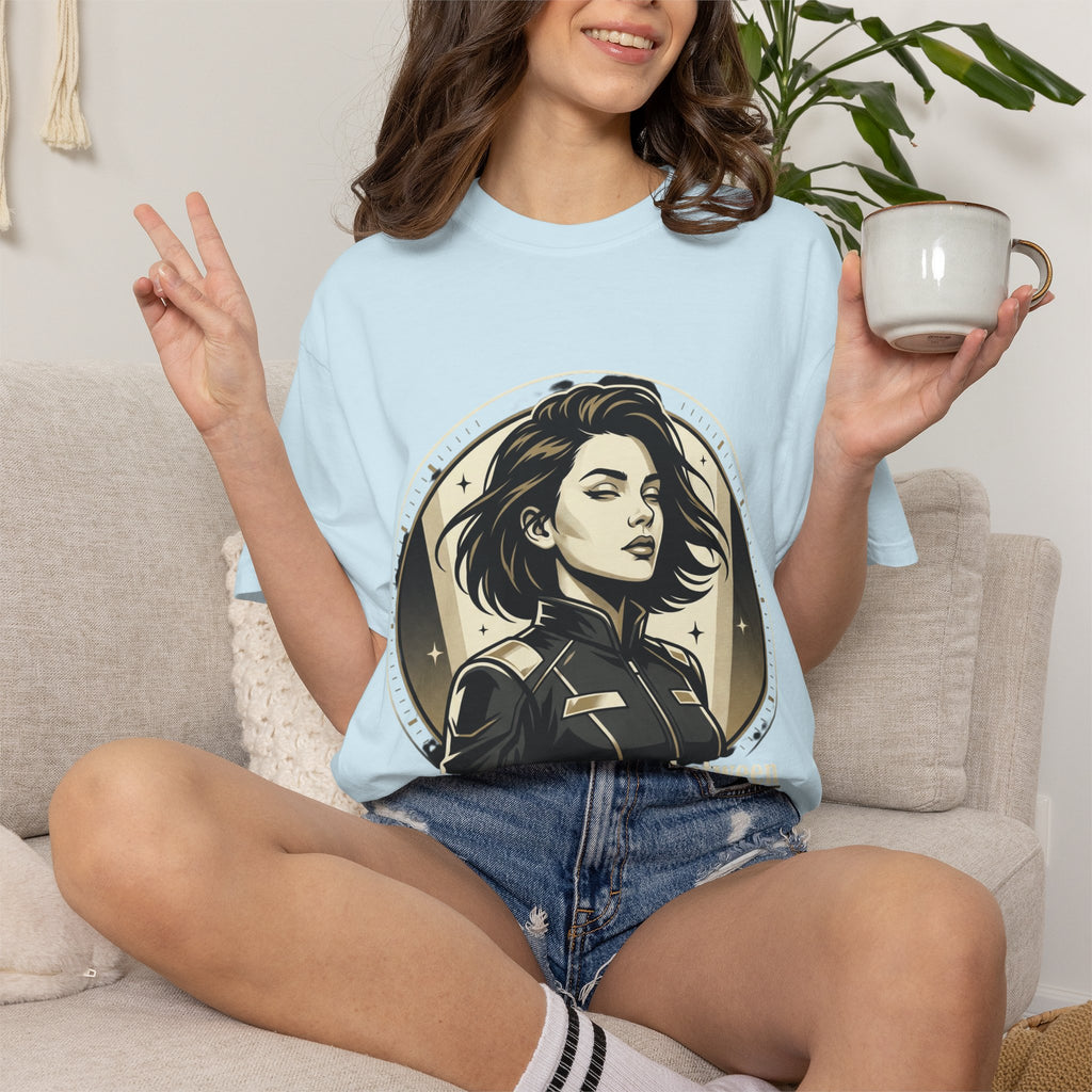 Power Runs Black Retro Space Captain Portrait T-Shirt — 'Fearless Commander' Graphic Tee by Power Runs Black