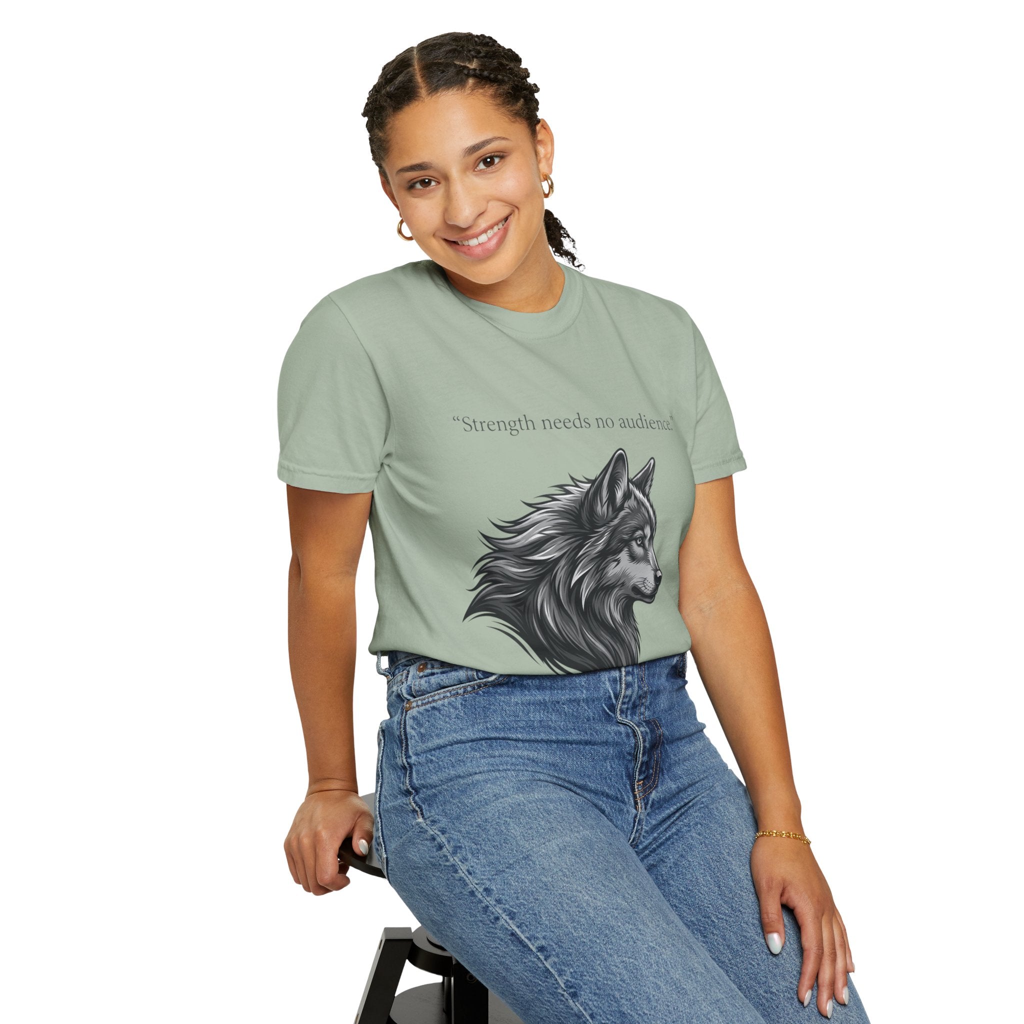 PRB Wolf Head T-Shirt — "Strength needs no audience" Inspirational Graphic Tee by Printify