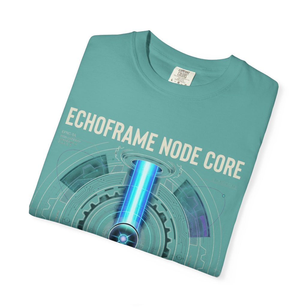Power Runs Black PRB Echoframe Node Core T-Shirt — Futuristic Tech Graphic Tee by Power Runs Black