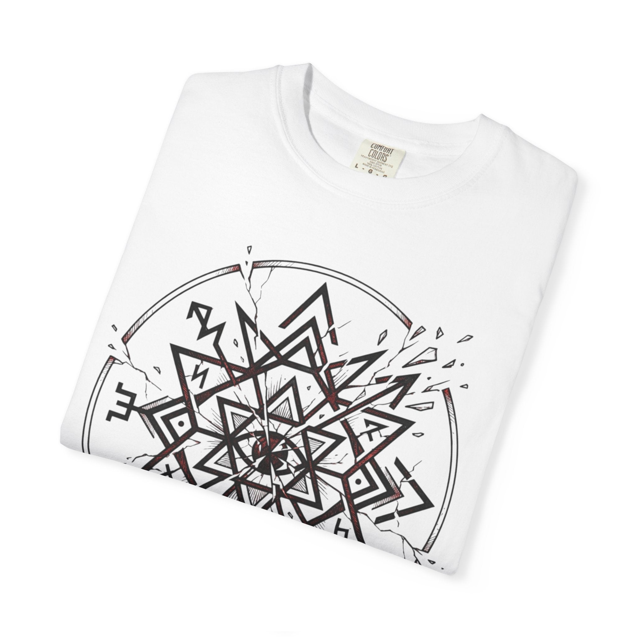 Power Runs Black PRB Eryx Tal Geometric Mandala T-Shirt — Symmetric Star Graphic Tee by Printify