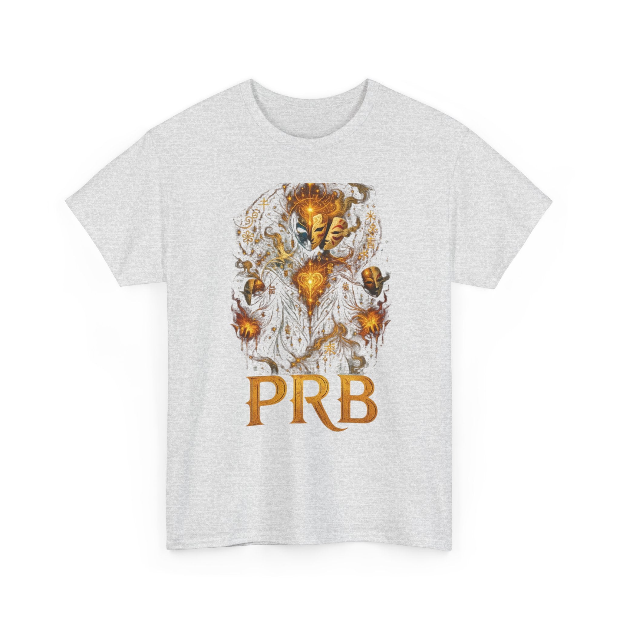 PRB Golden Mystic Mask Graphic Tee — Vintage Nature Illustration T-Shirt by Power Runs Black