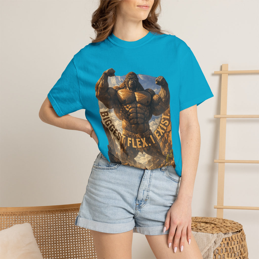 PRB Biggest Flex I Exist T-Shirt — Funny Muscle Gorilla Graphic Tee by Power Runs Black