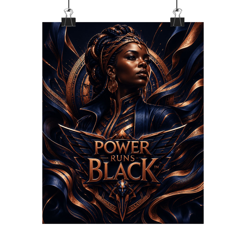 Power Runs Black Matte Poster — Afrocentric Inspirational Wall Art by Power Runs Black