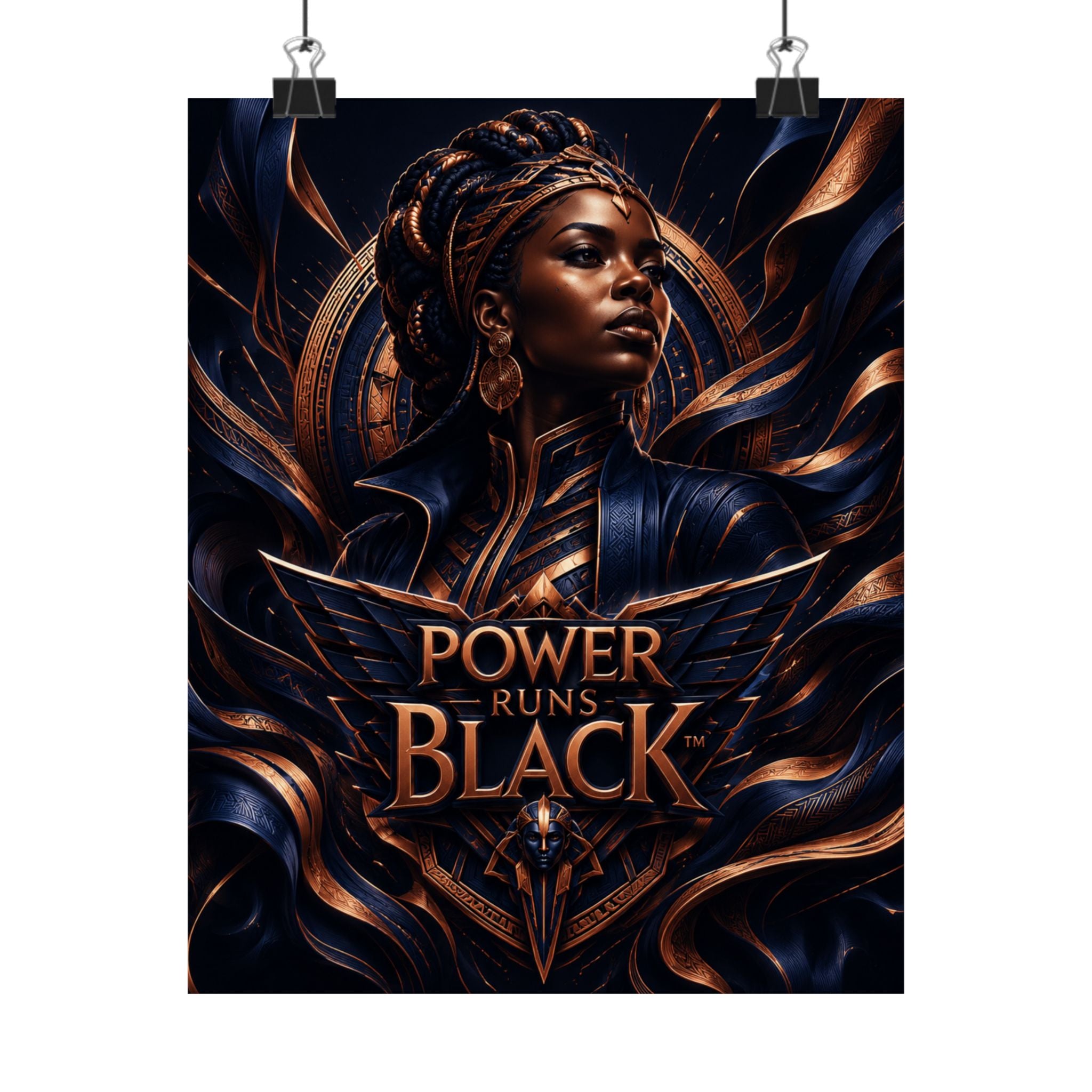 Power Runs Black Matte Poster — Afrocentric Inspirational Wall Art by Power Runs Black