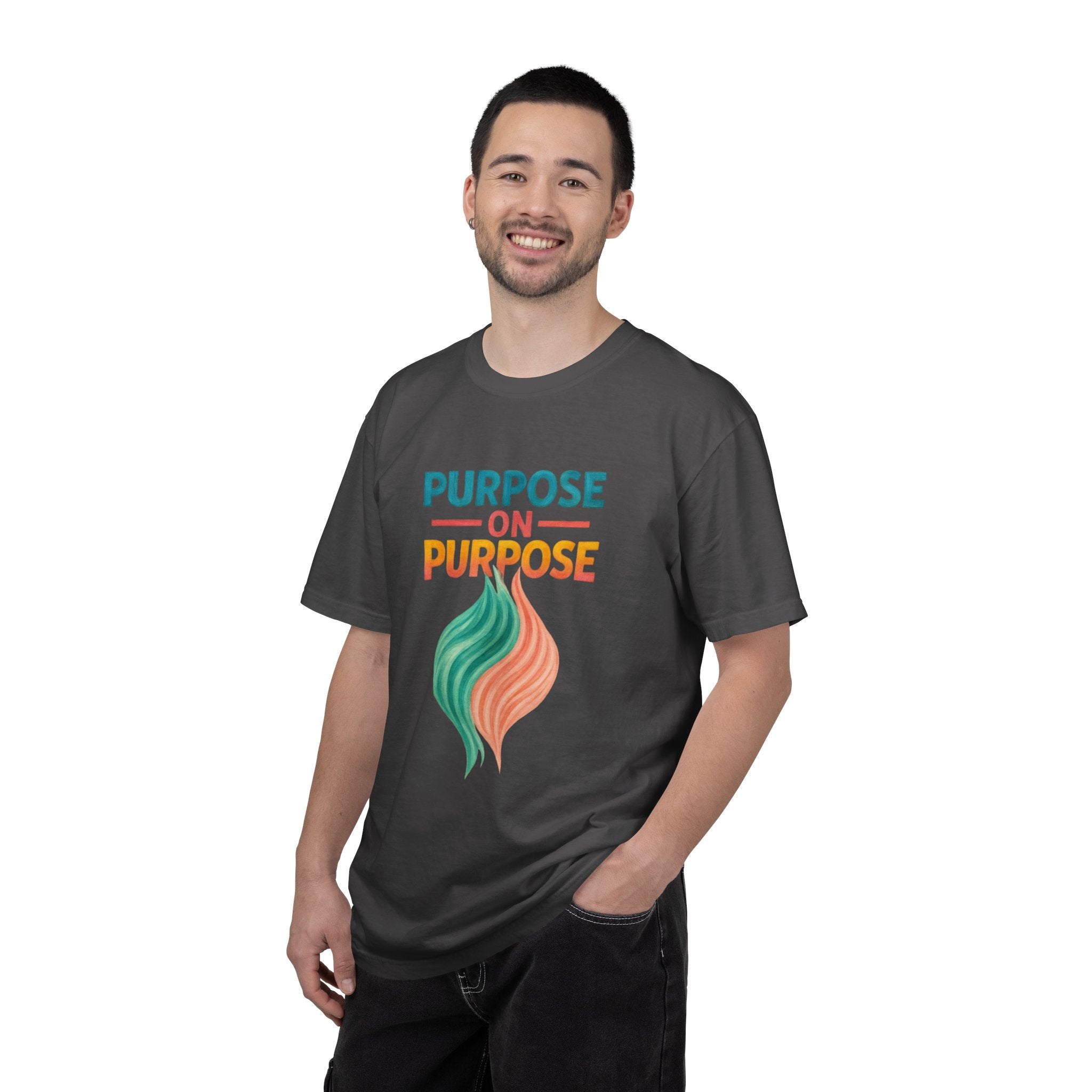 PRB Purpose On Purpose T-Shirt — Inspirational Graphic Tee with Abstract Wave Design by Power Runs Black