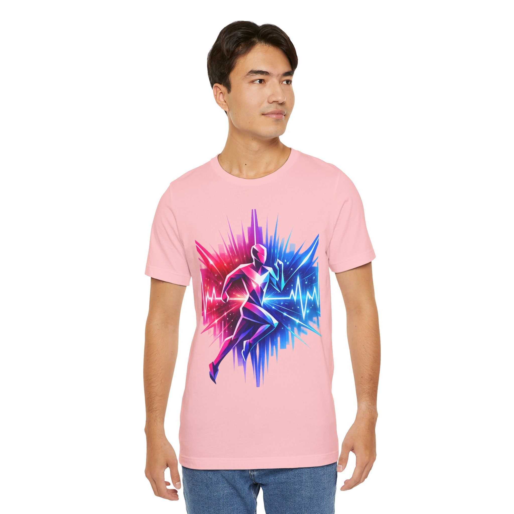 Power Runs Black PRB Running Pulse Graphic Tee — Neon Runner Heartbeat Sports T‑Shirt by Power Runs Black