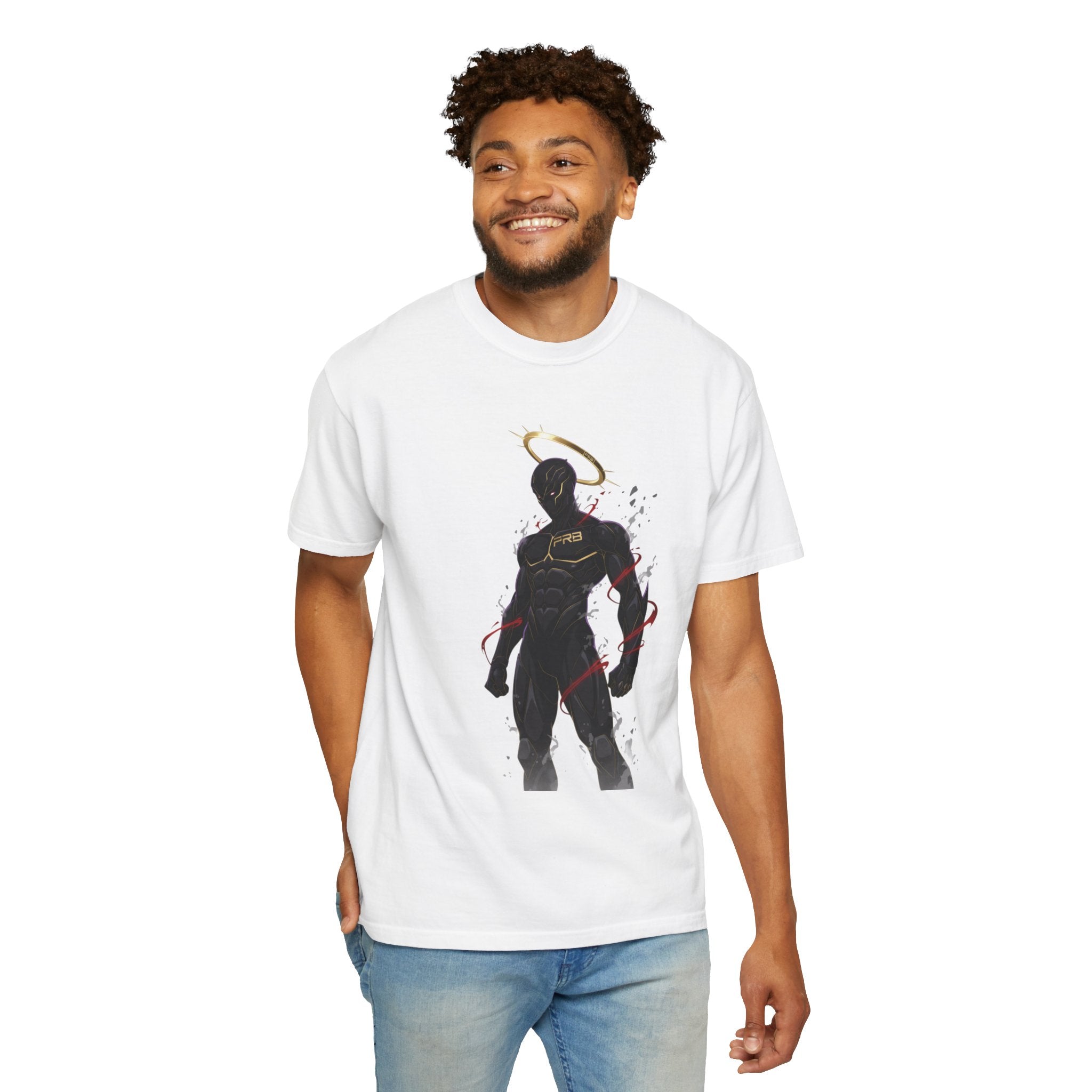 PRB Shadow Hero Graphic T-Shirt — Haloed Vigilante Illustration by Power Runs Black
