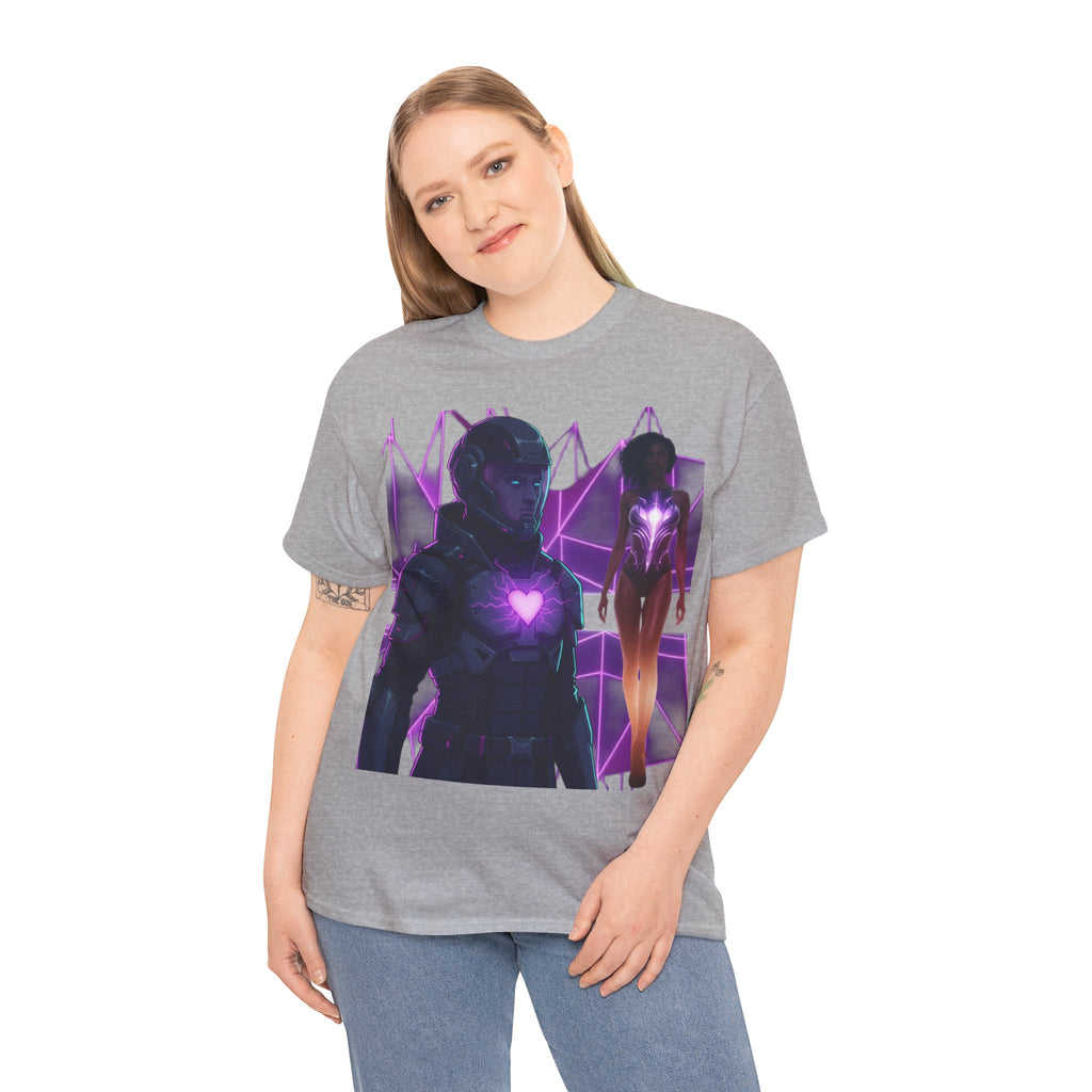 Power Run Black PRB Pretty Rich Bitch The Collection Purple Heart Cyberpunk Knight T-Shirt | Futuristic Armor Sci‑Fi Tee by Printify