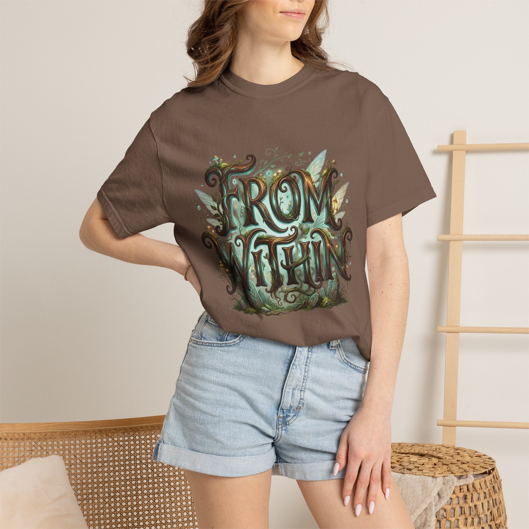 Power Runs Black PRB From Within T-shirt | Nature Typography Forest Illustration by Printify