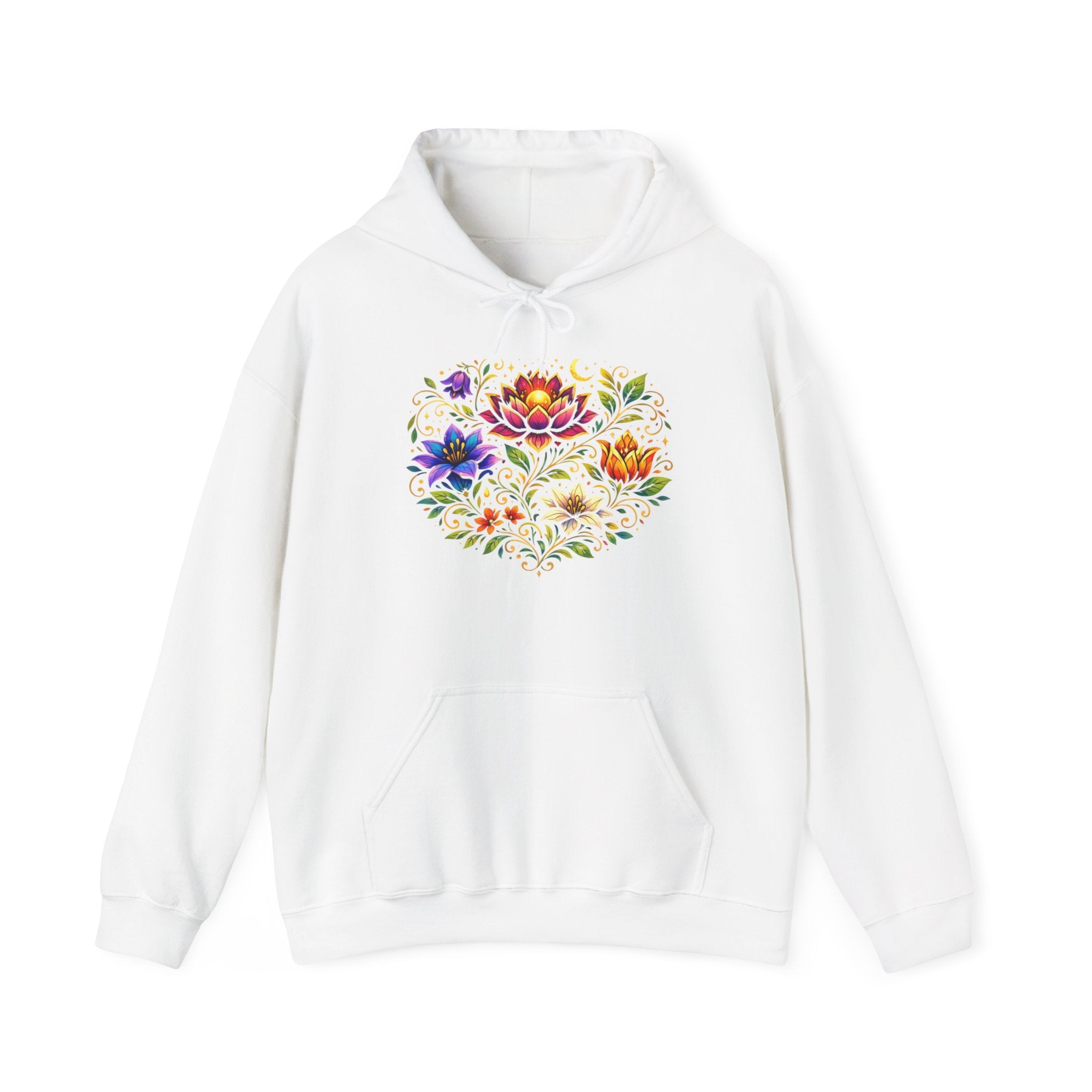 Pretty Rich Bitch by PRB Colorful Floral Lotus Bouquet Hoodie | Watercolor Flower Mandala Sweatshirt by Power Runs Black