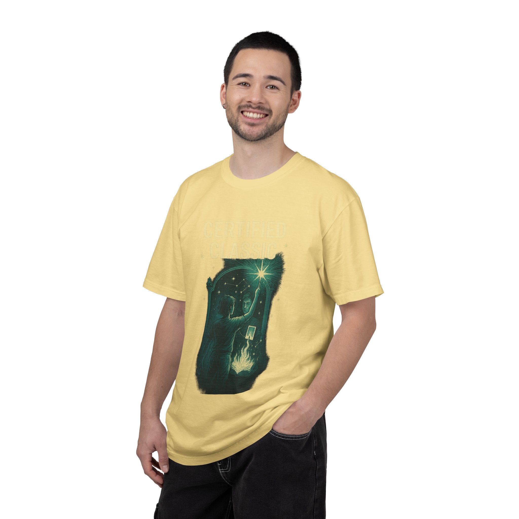 PRB Certified Classic illustration T-shirt | vintage camping, night sky, campfire by Power Runs Black