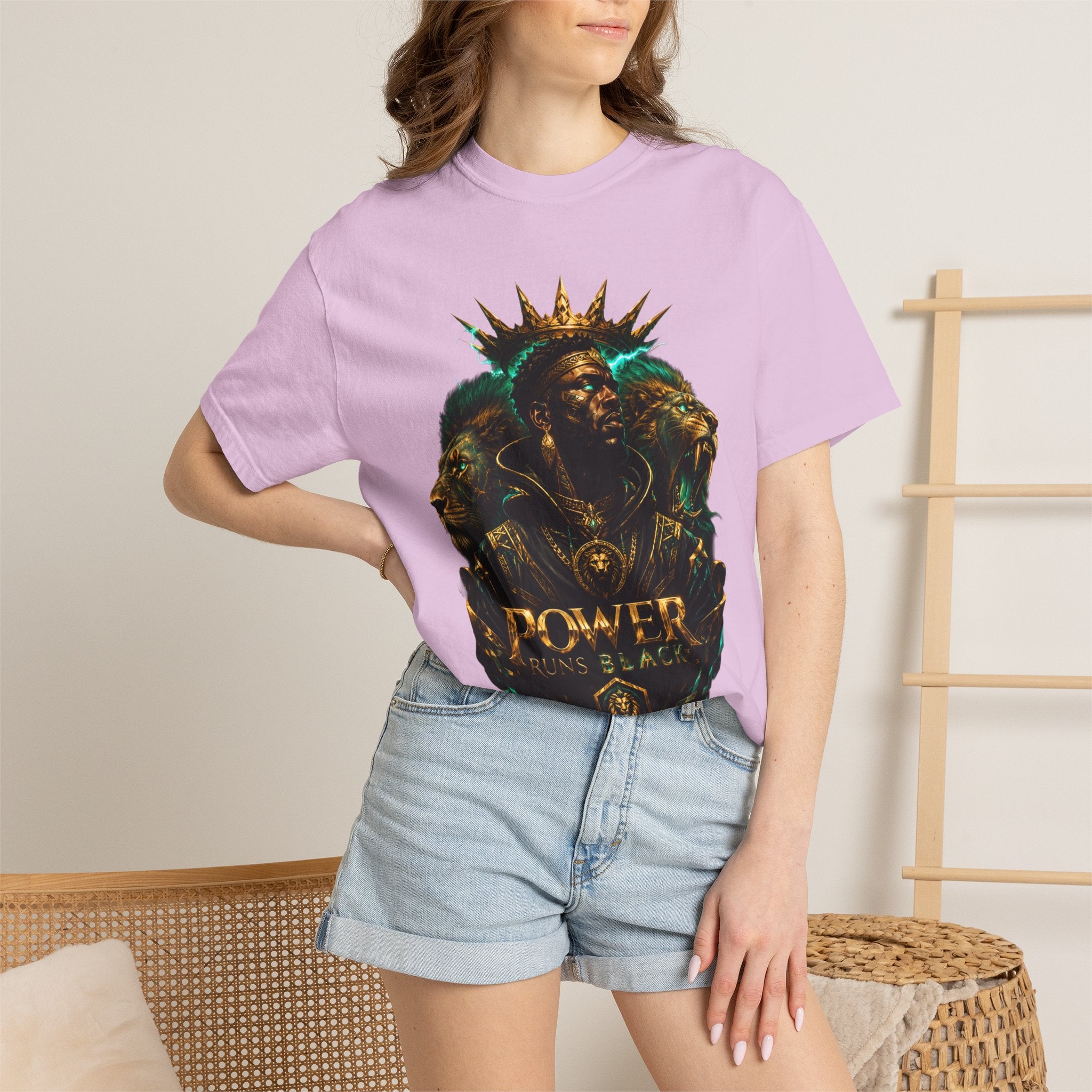 Power Runs Black PRB Green Angel Graphics Tee by Power Runs Black
