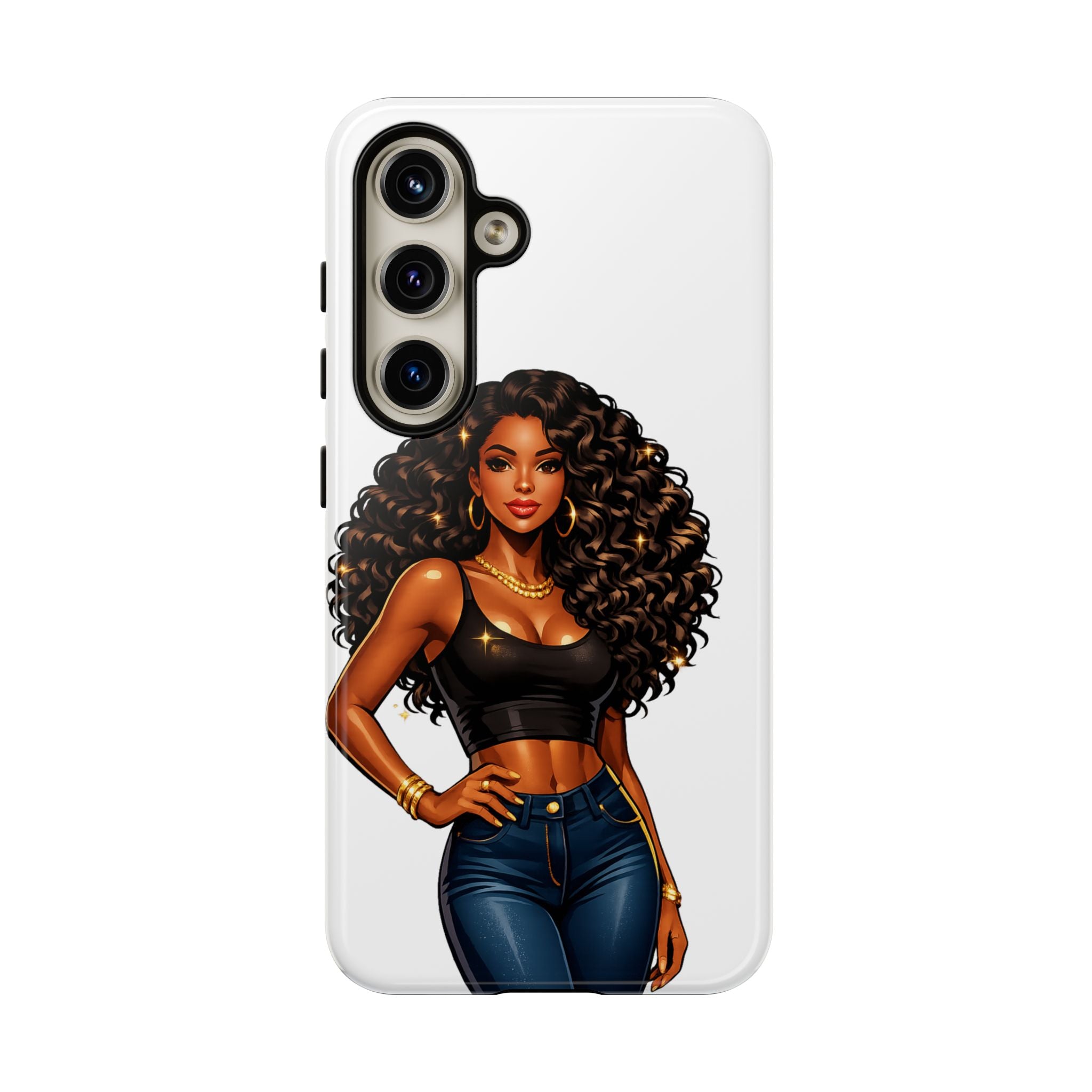 Pretty Rich Bitch by PRB Curly Hair Phone Case by Power Runs Black