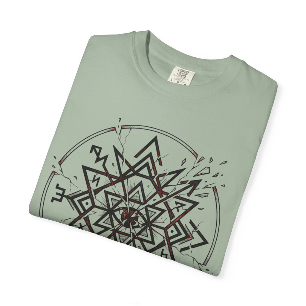 Power Runs Black PRB Eryx Tal Geometric Mandala T-Shirt — Symmetric Star Graphic Tee by Printify