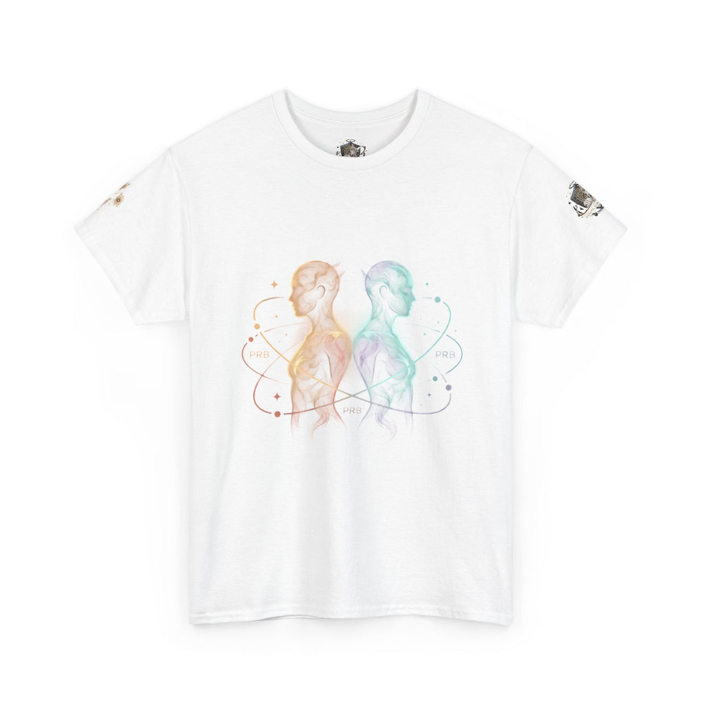 Power Runs Black Gemini Spirit Tee — Twin Sun & Moon Celestial Graphic T-Shirt by Printify