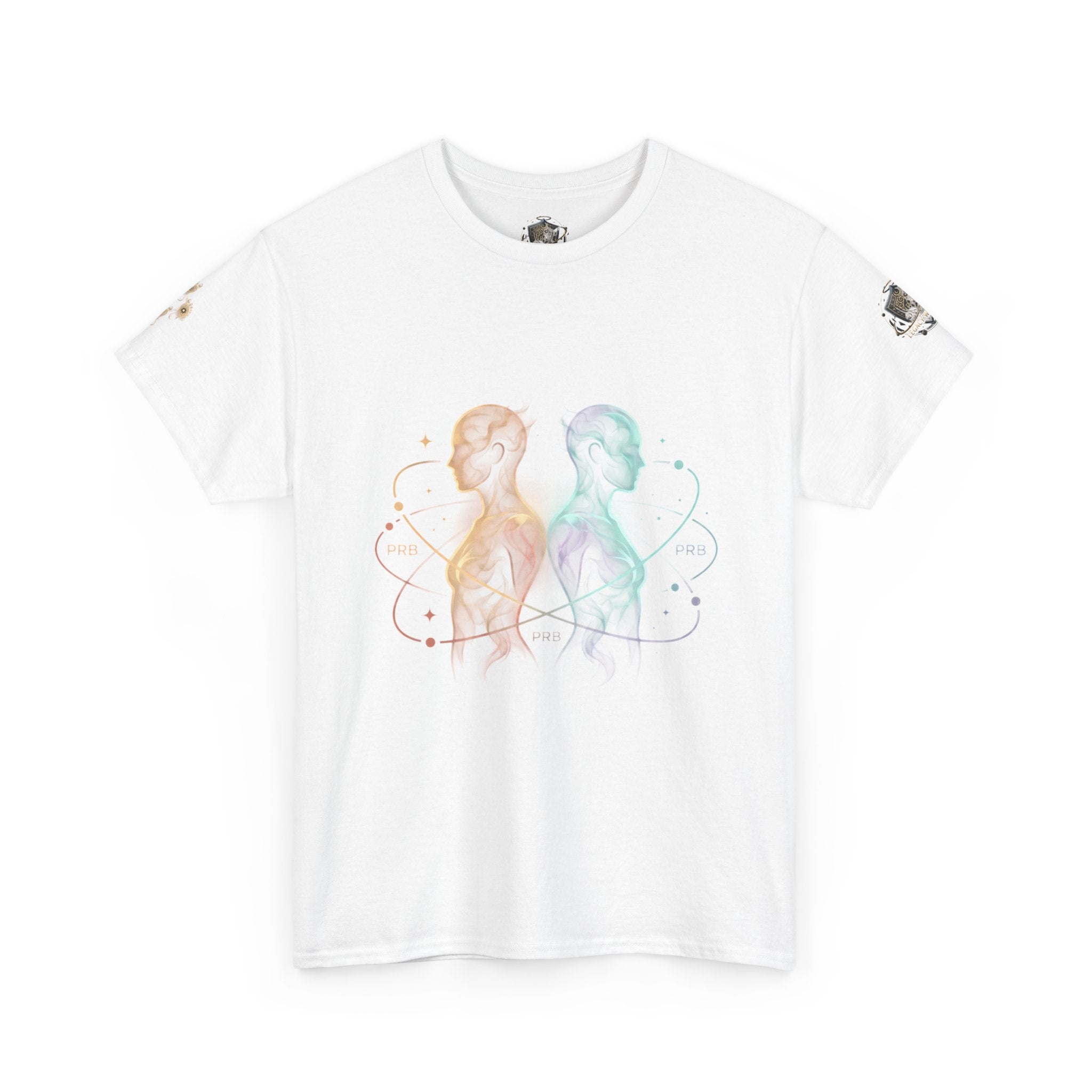 Power Runs Black Gemini Spirit Tee — Twin Sun & Moon Celestial Graphic T-Shirt by Printify