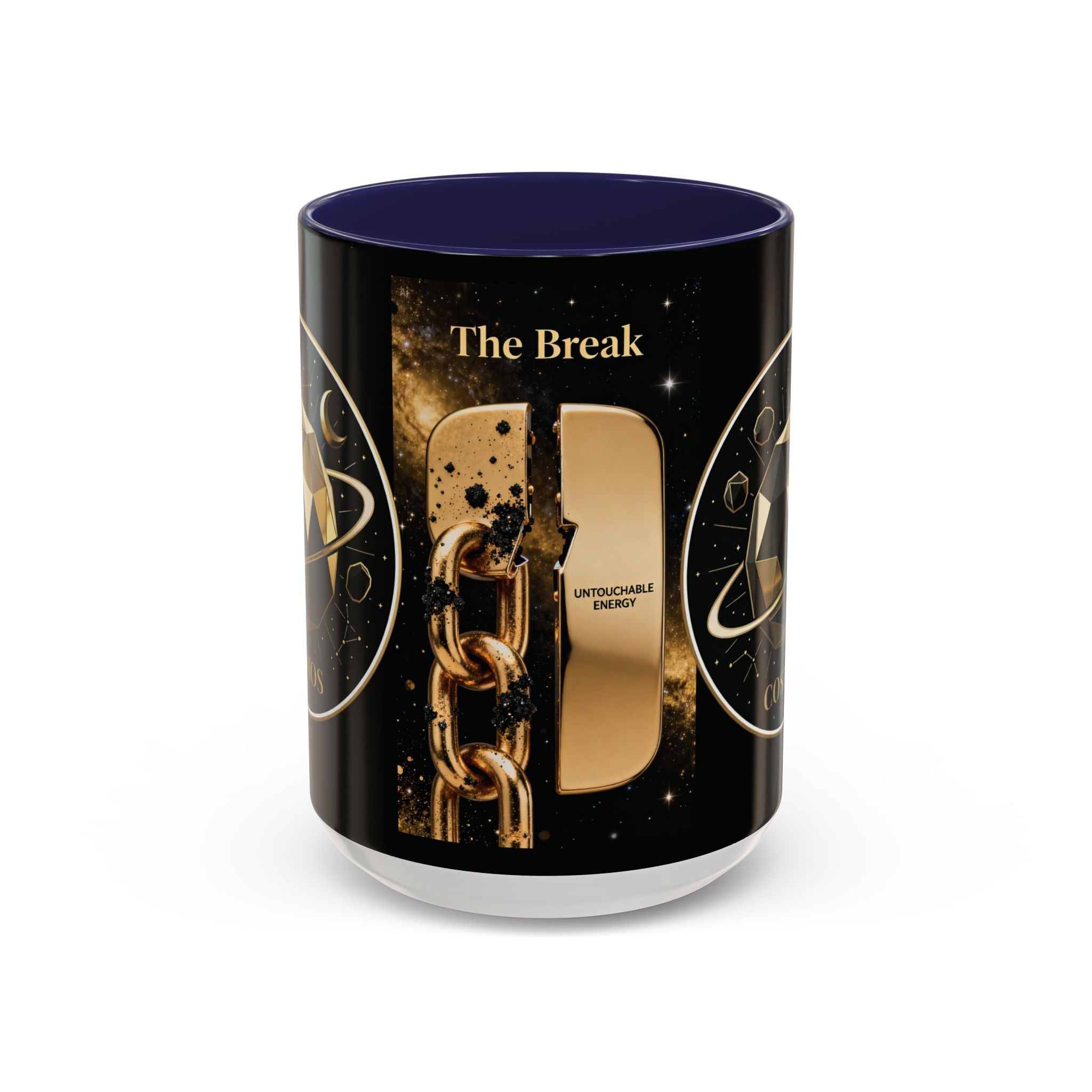 PRB Gold Cosmos Design Accent Coffee Mug | The Break, Planet Illustration by Power Runs Black
