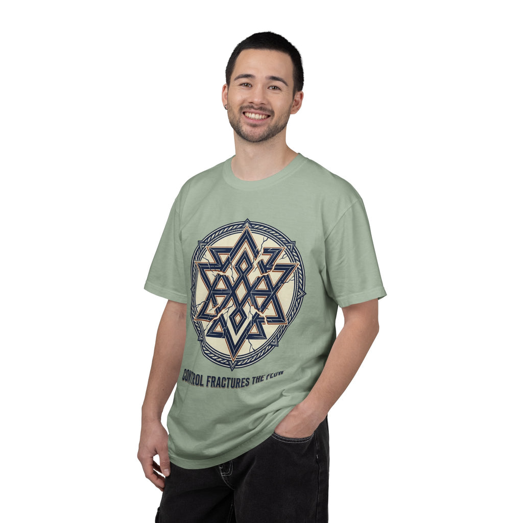 Power Runs Black PRB Geometric Star Mandala T-Shirt — "Control Fractures the Flow" Graphic Tee by Power Runs Black