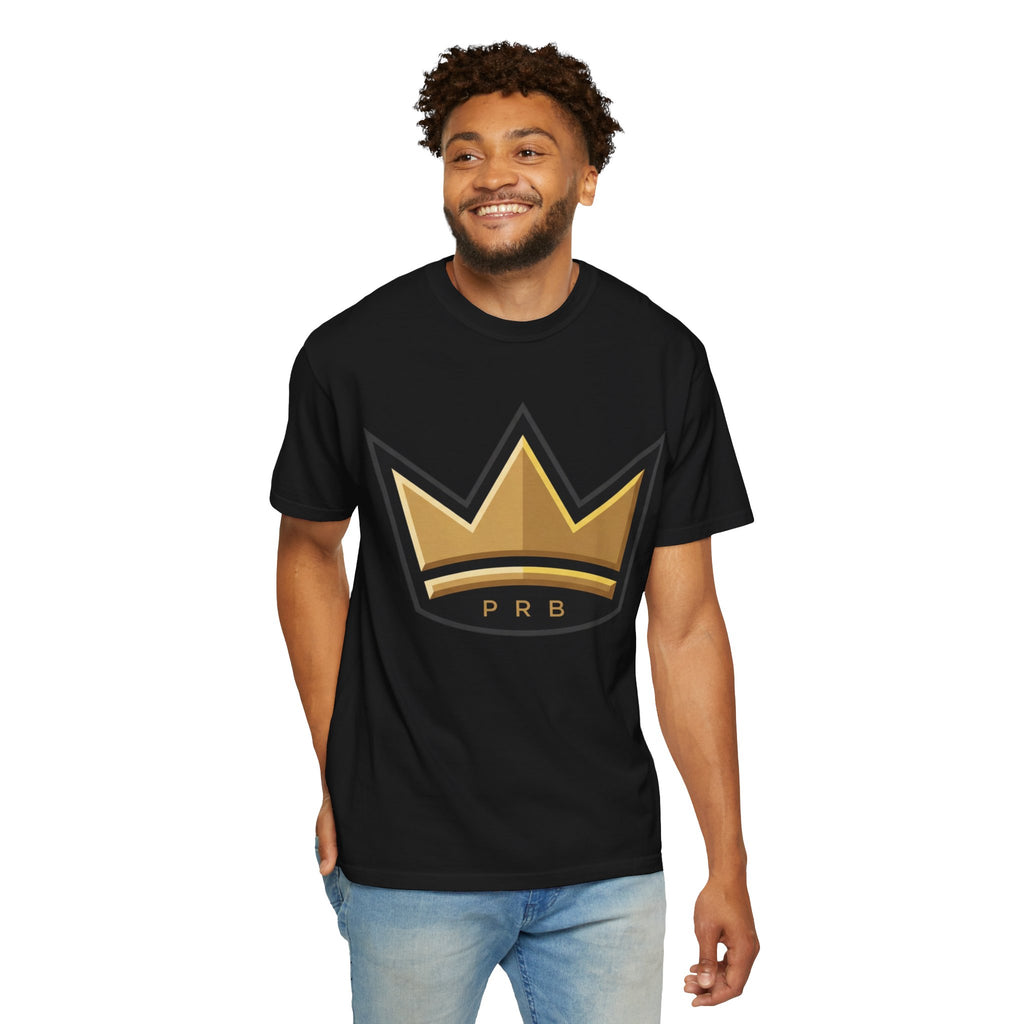 PRB Crown & Cosmos Graphic T-Shirt | Gold Royal Crest & Celestial Back by Printify