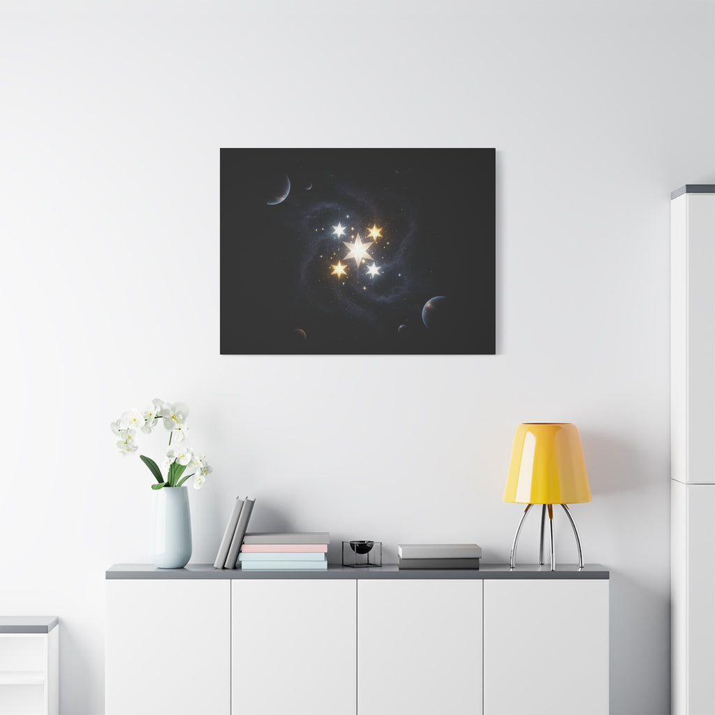 Power Runs Black PRB Glowing Star Constellation Canvas by Power Runs Black