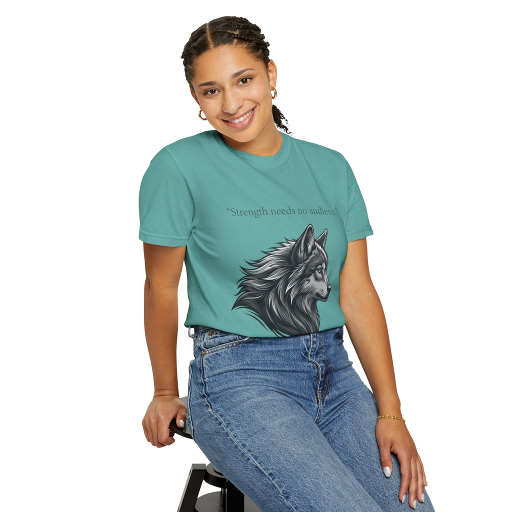 PRB Wolf Head T-Shirt — "Strength needs no audience" Inspirational Graphic Tee by Printify