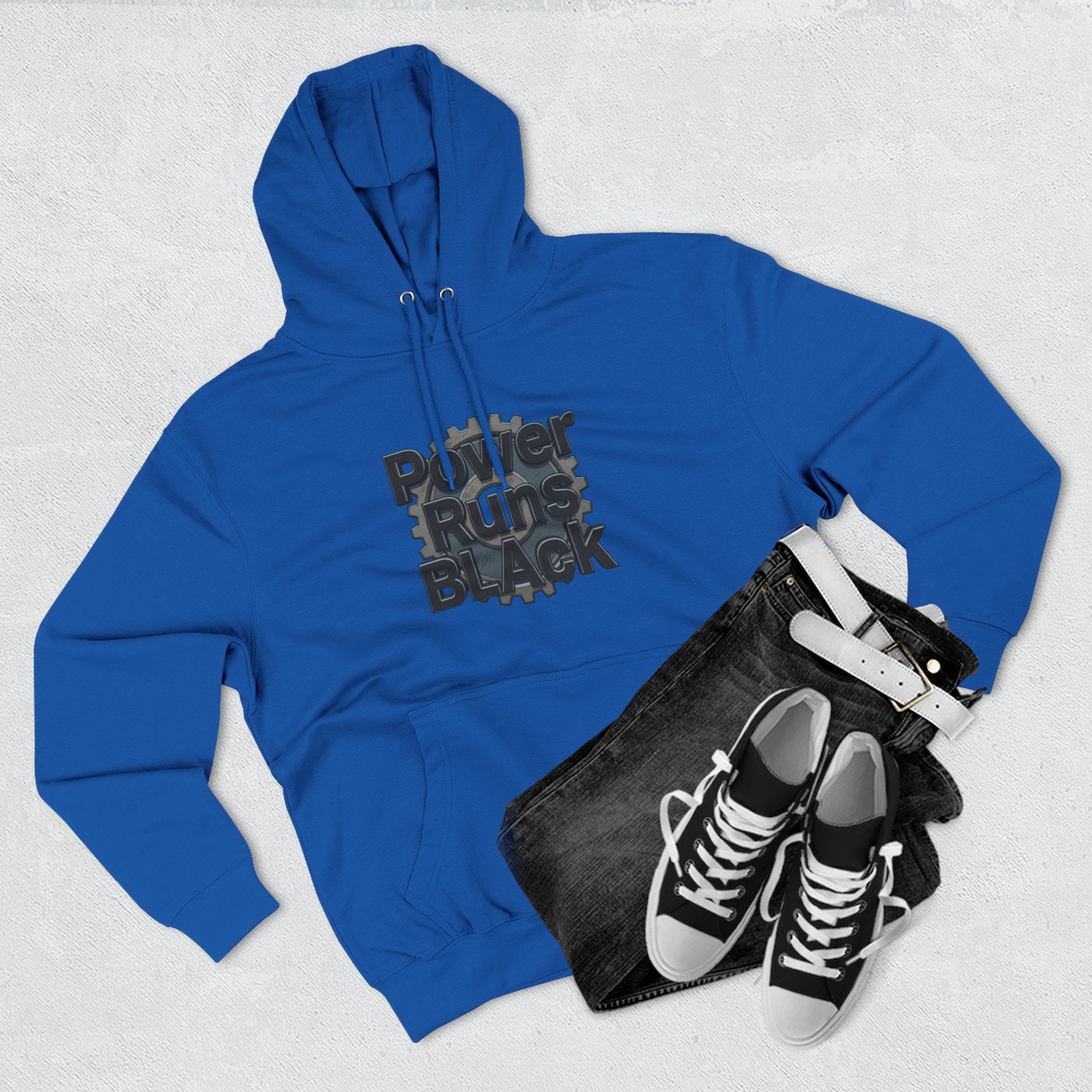 PRB Built of Power Graphic Hoodie — ‘Power Runs Black’ Industrial Mech Design by Power Runs Black