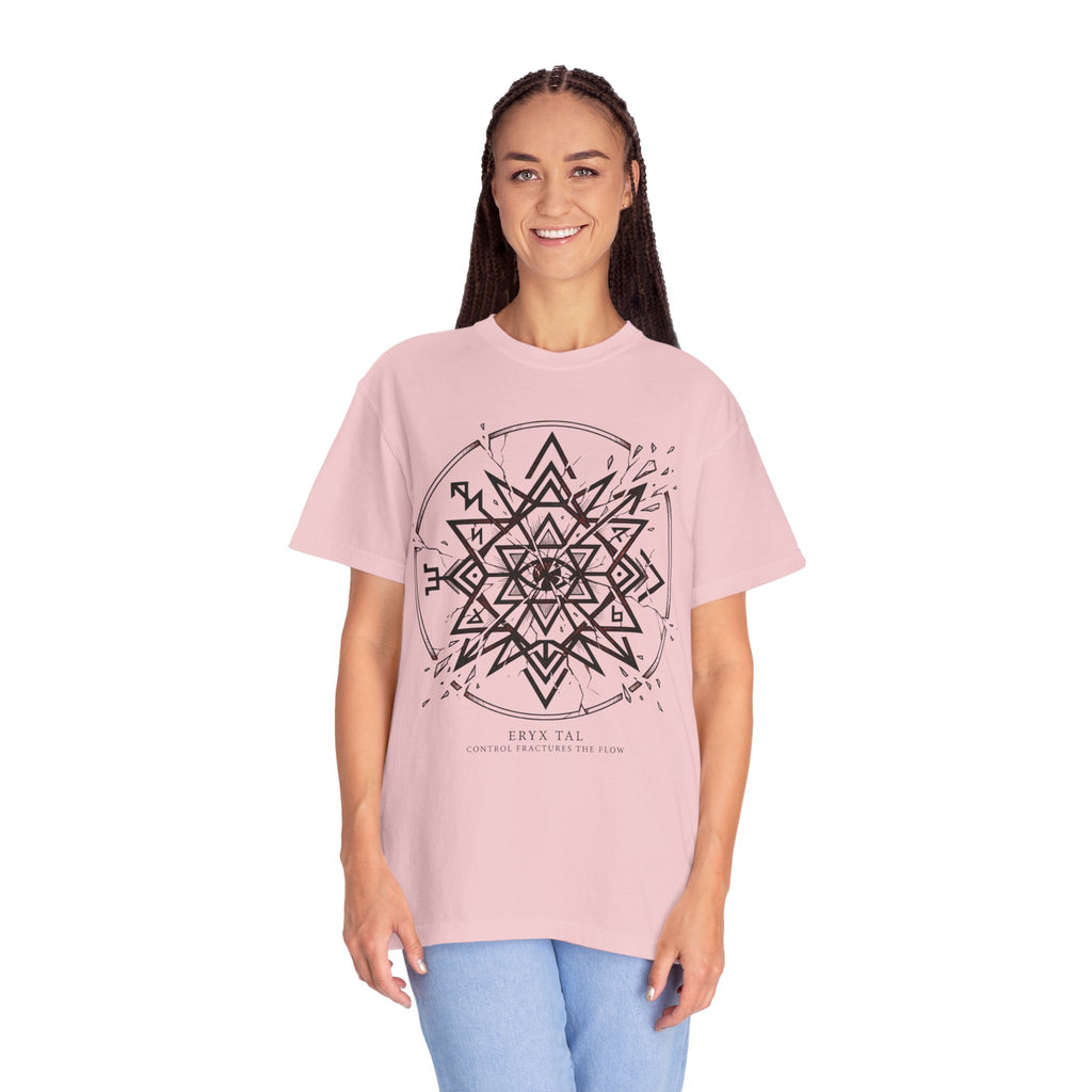 Power Runs Black PRB Eryx Tal Geometric Mandala T-Shirt — Symmetric Star Graphic Tee by Power Runs Black